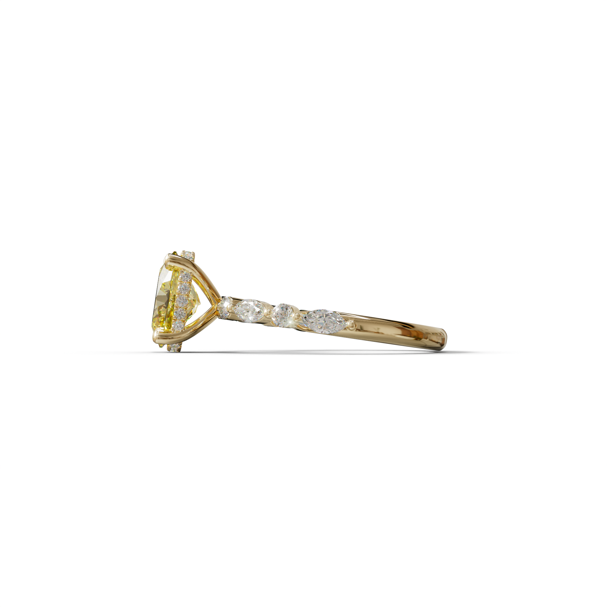 2 Carat Yellow Oval Cut Hidden Halo & Pave Lab Diamond Ring - Laina