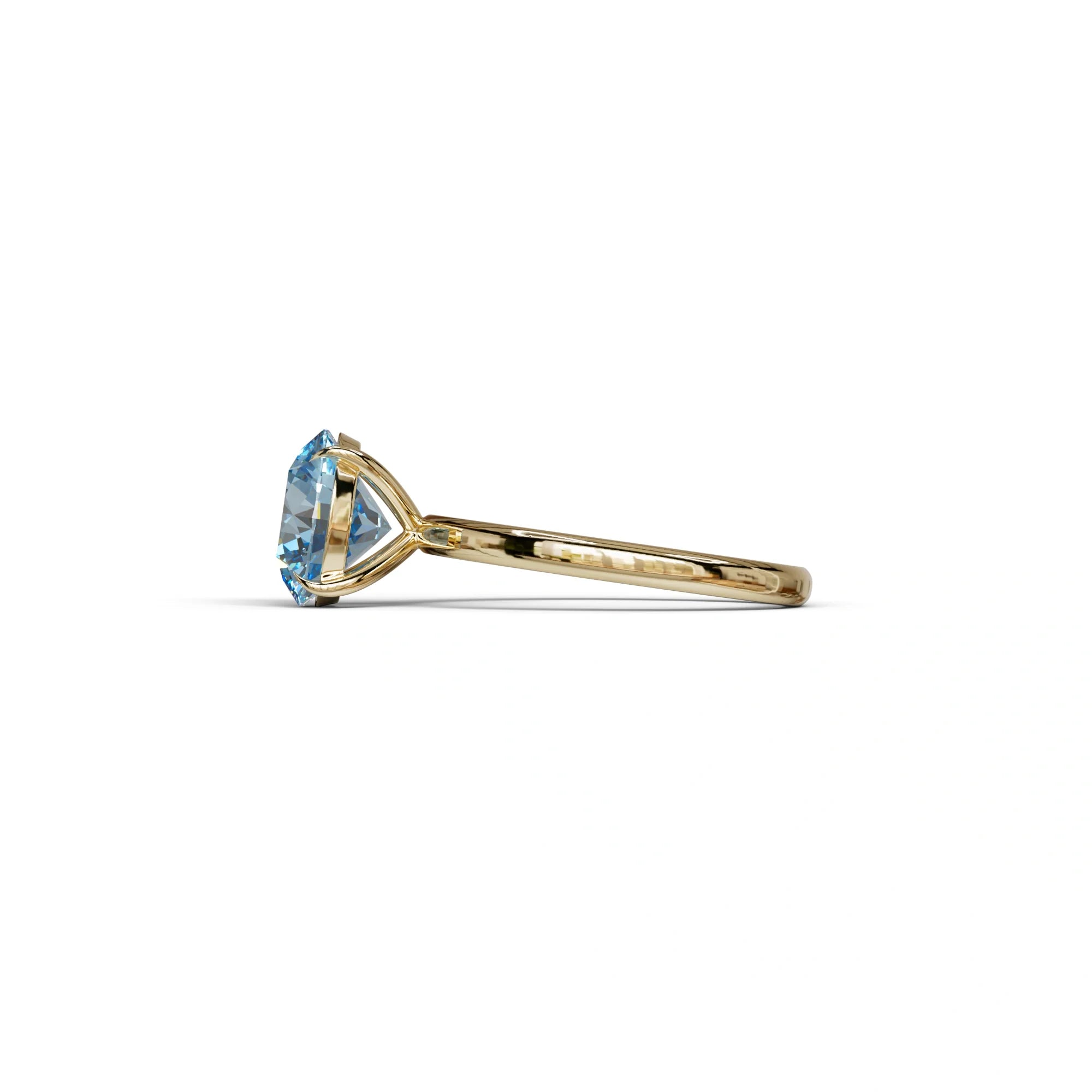 Blue Round Cut Solitaire Lab Diamond Engagement Ring - Italia