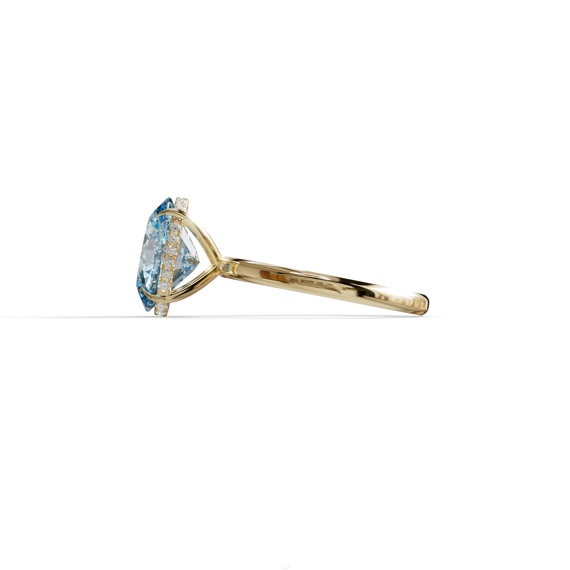 2.5 Carat Blue Oval Cut Hidden Halo Lab Diamond Ring - Mi Amor