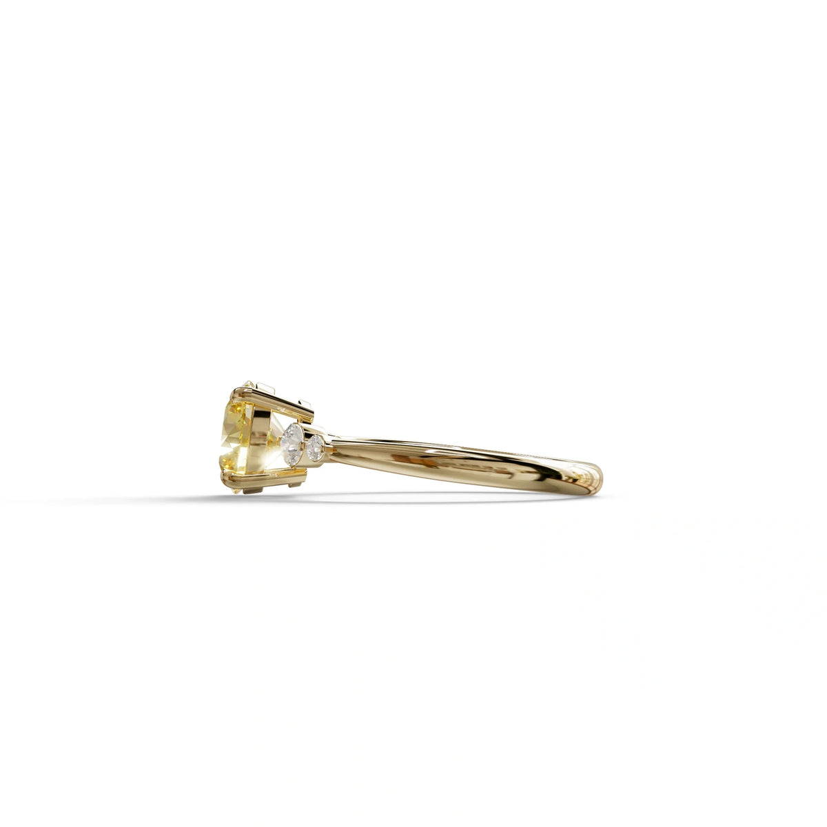 Yellow Round Three Stone Lab Grown Diamond Engagement Ring - Romance