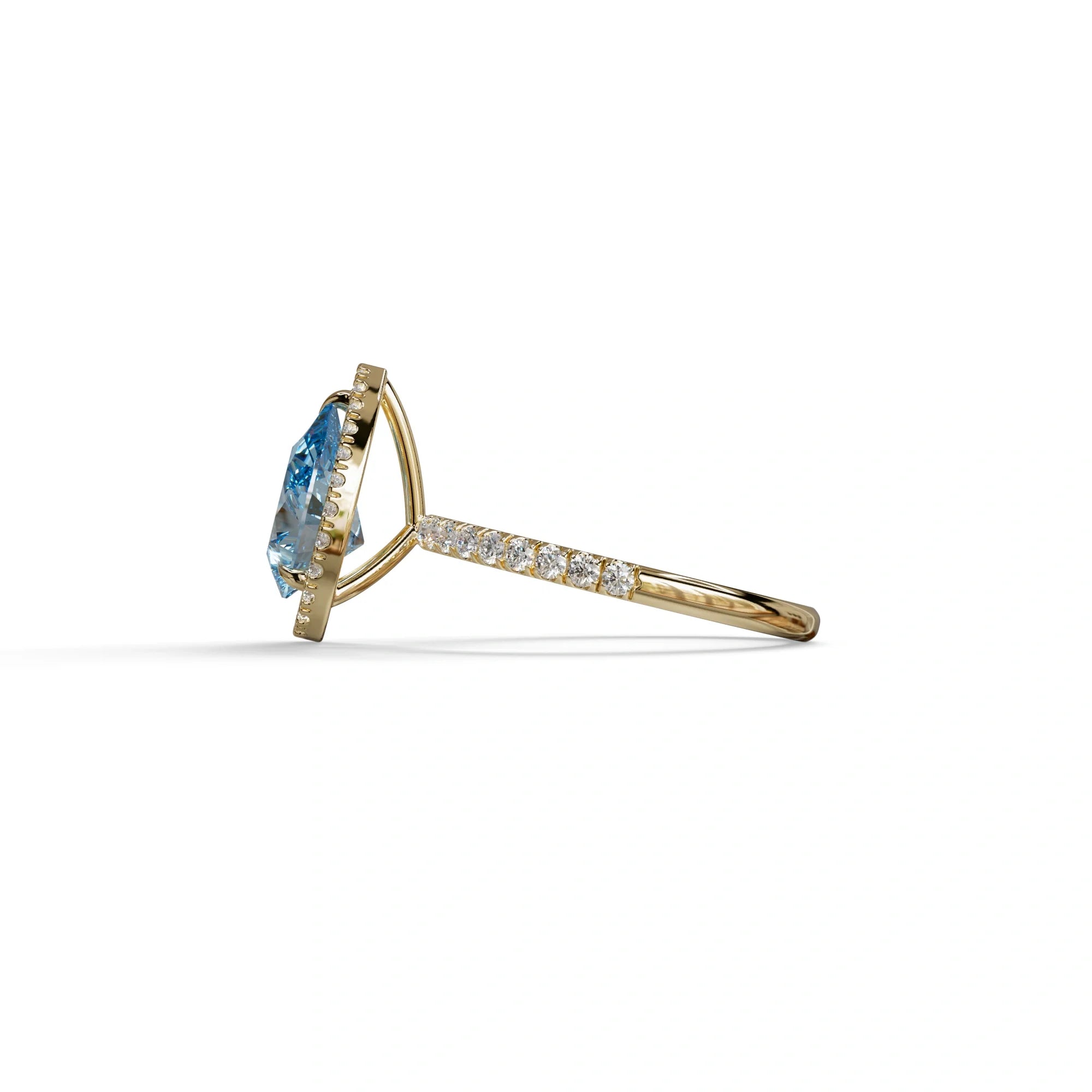 2 Carat Blue Pear Cut Halo & Pave Lab Diamond Ring - Glam Deck