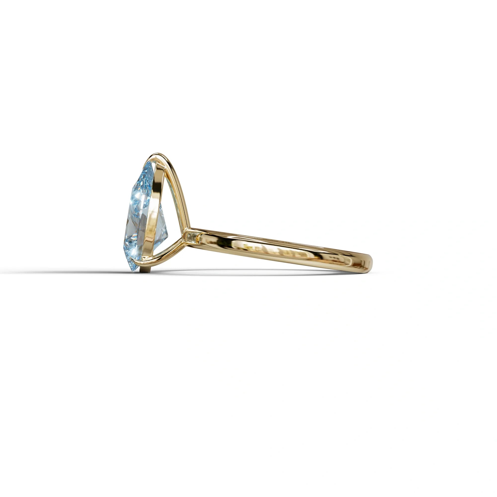 Fancy Blue Pear Cut Solitaire Lab Grown Diamond Engagement Ring - Maniola