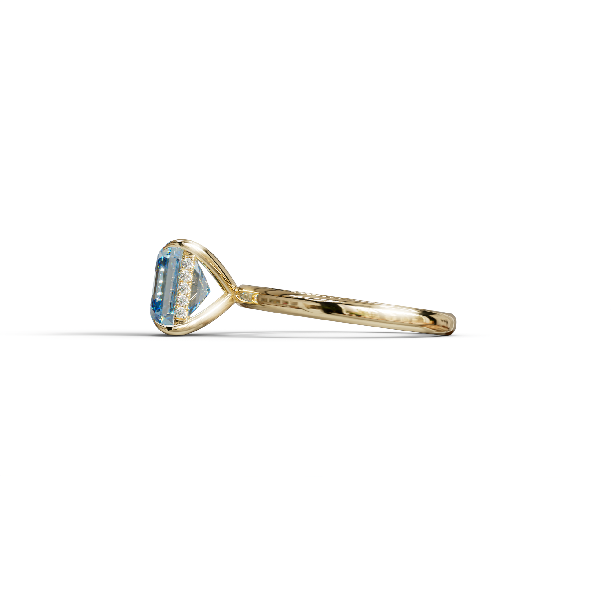 2.5 Carat Blue Asscher Cut Hidden Halo Setting Lab Grown Diamond Ring