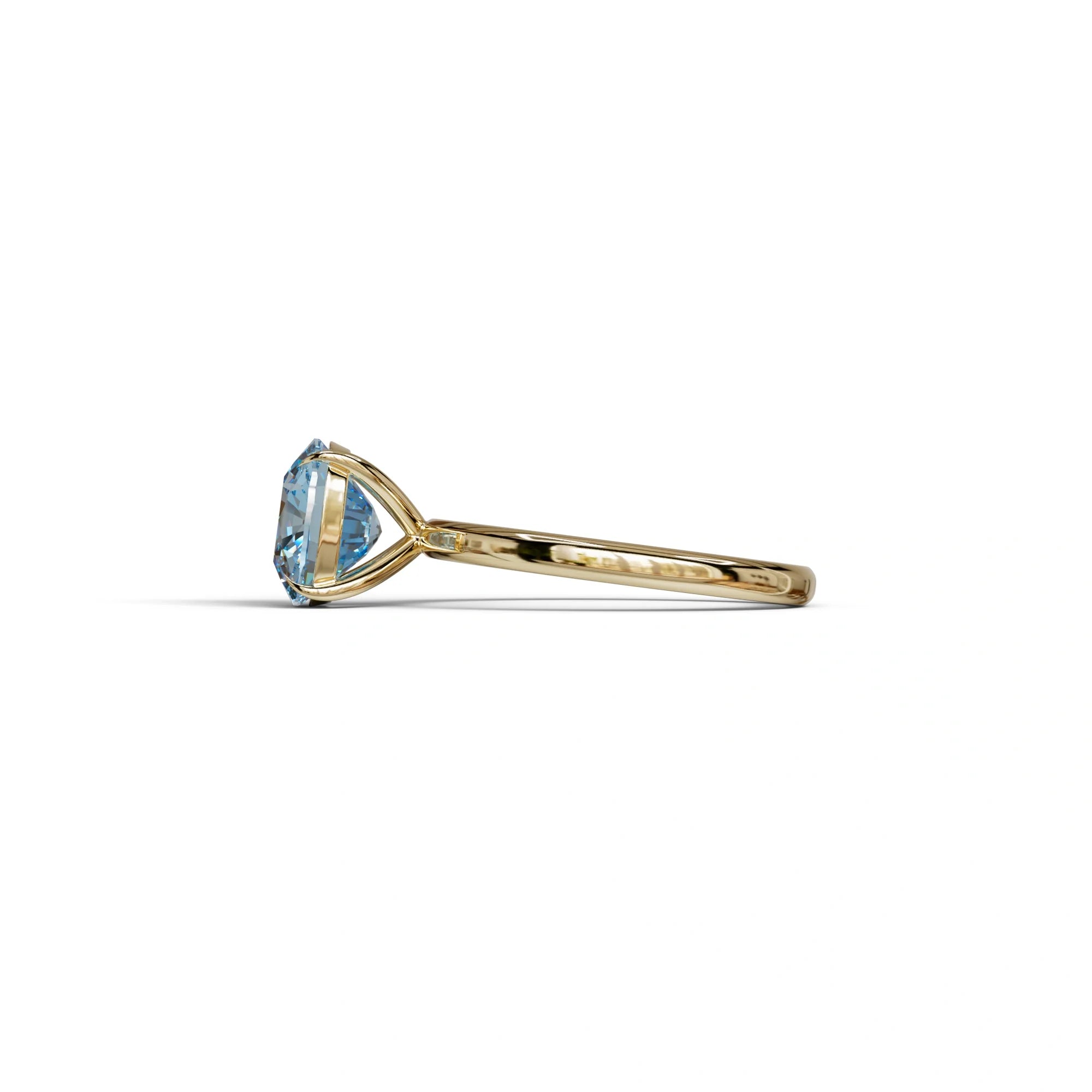 Fancy Blue Cushion Cut Solitaire Lab Grown Diamond Engagement Ring Mesmera