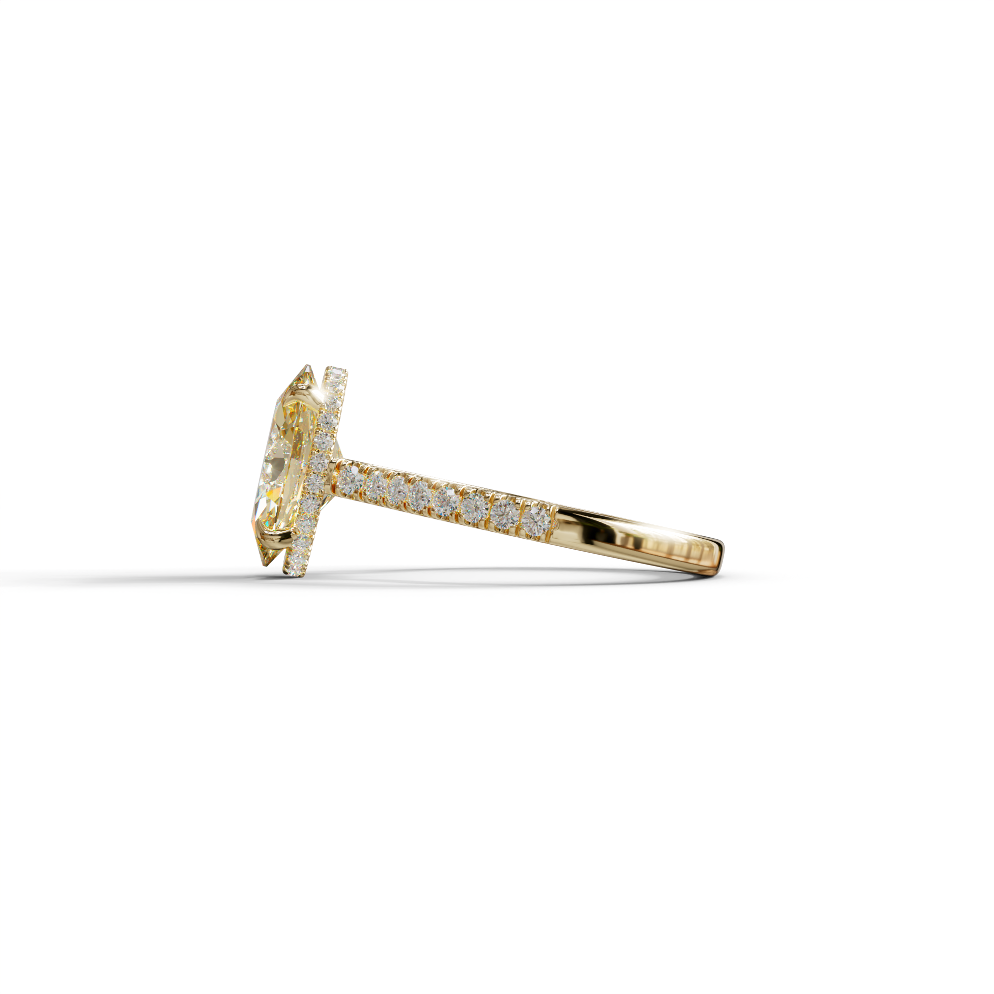 2.5 Carat Yellow Oval Hidden Halo & Pave Setting Lab Diamond Ring - Eblouissant