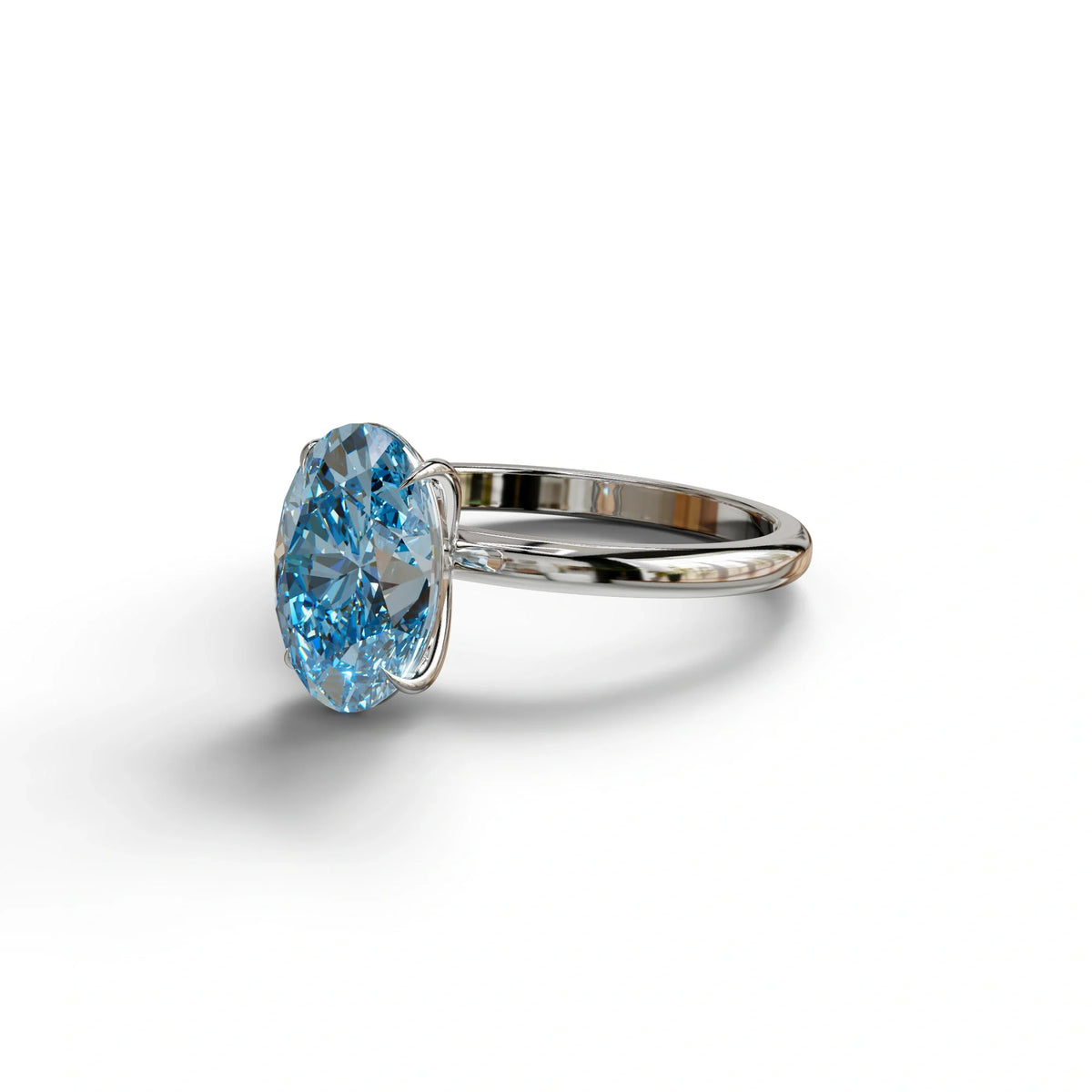 Blue Oval Cut Solitaire Lab Grown Diamond Engagement Ring - Curiosa