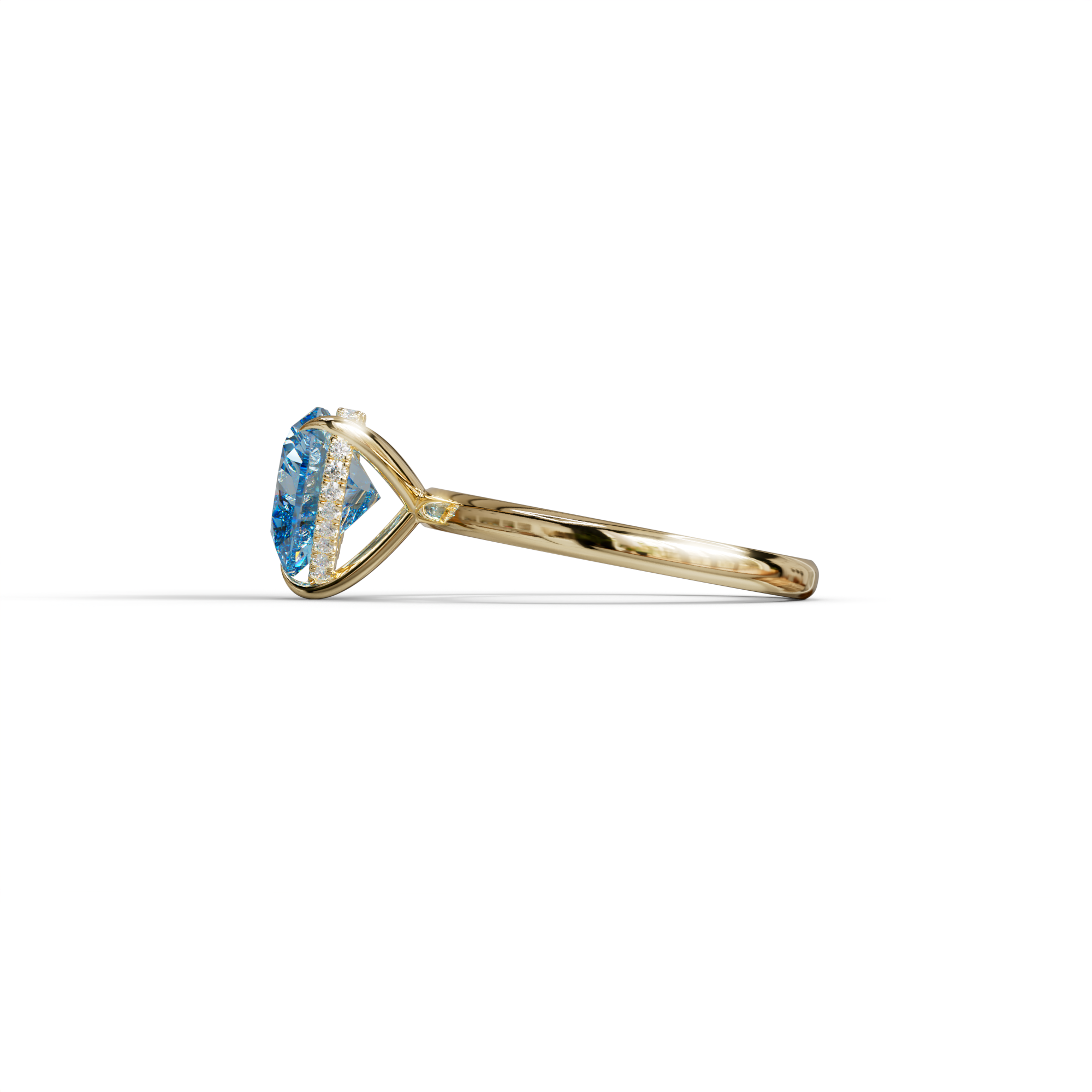 3 Carat Blue Heart Cut Hidden Halo Set Lab Grown Diamond Engagement Ring