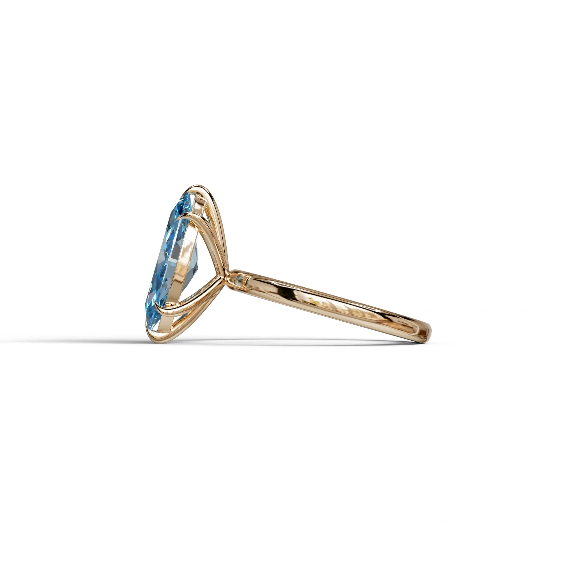 Fancy Blue Marquise Cut Solitaire Lab Grown Diamond Engagement Ring - Celestina