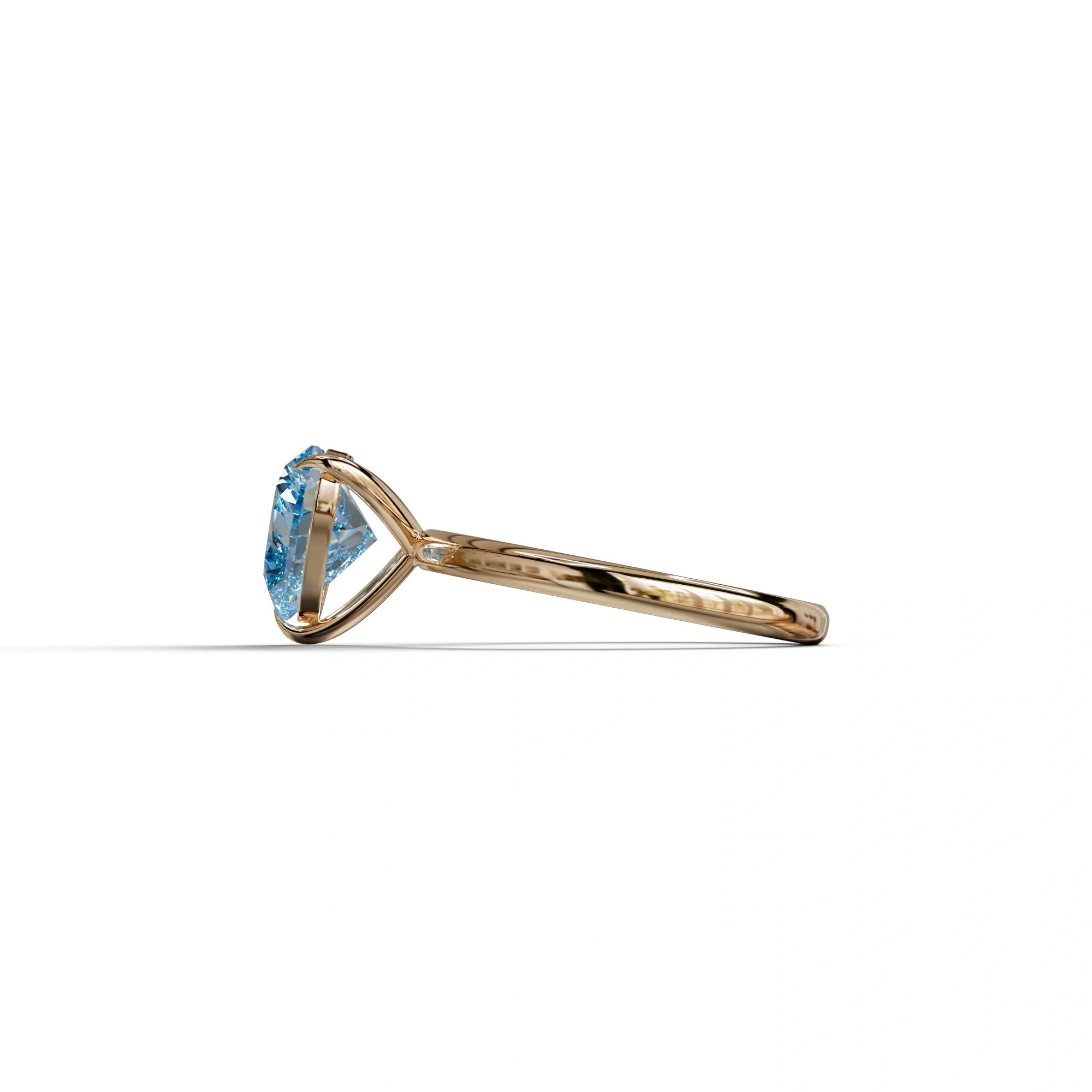 Fancy Blue Heart Cut Solitaire Lab Grown Diamond Engagement Ring - Mellow
