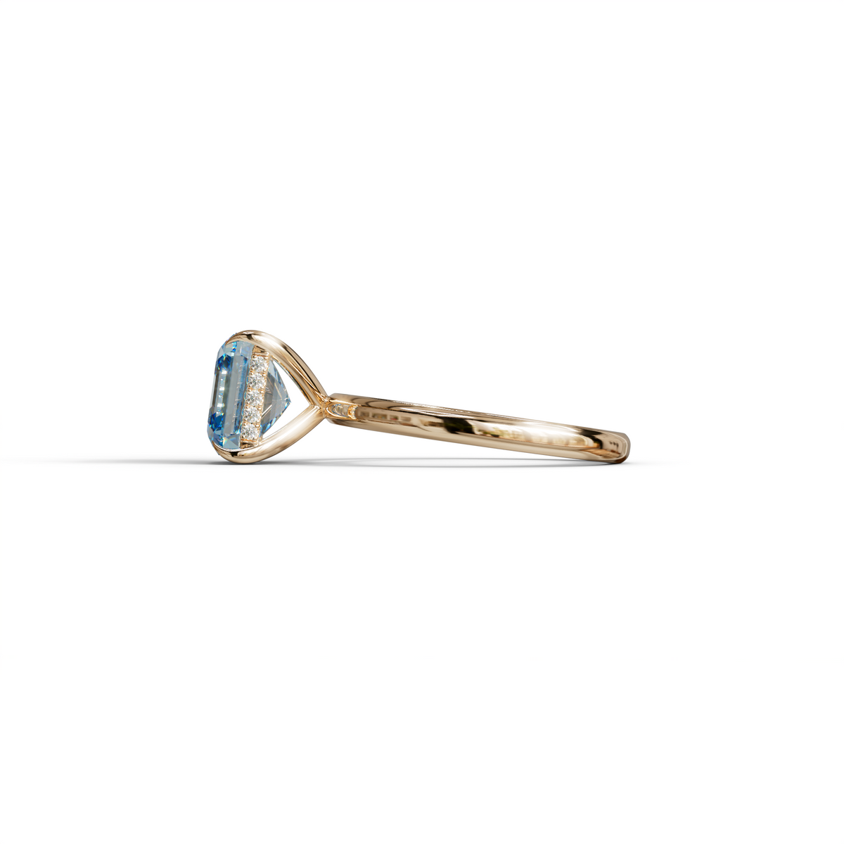 2.5 Carat Blue Asscher Cut Hidden Halo Setting Lab Grown Diamond Ring