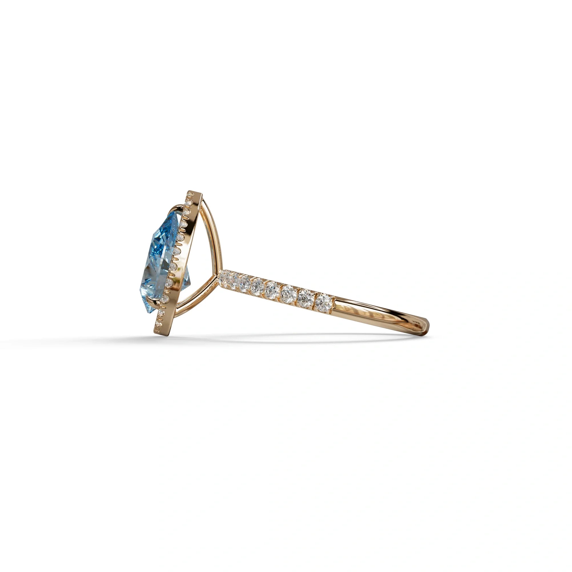 2 Carat Blue Pear Cut Halo & Pave Lab Diamond Ring - Glam Deck