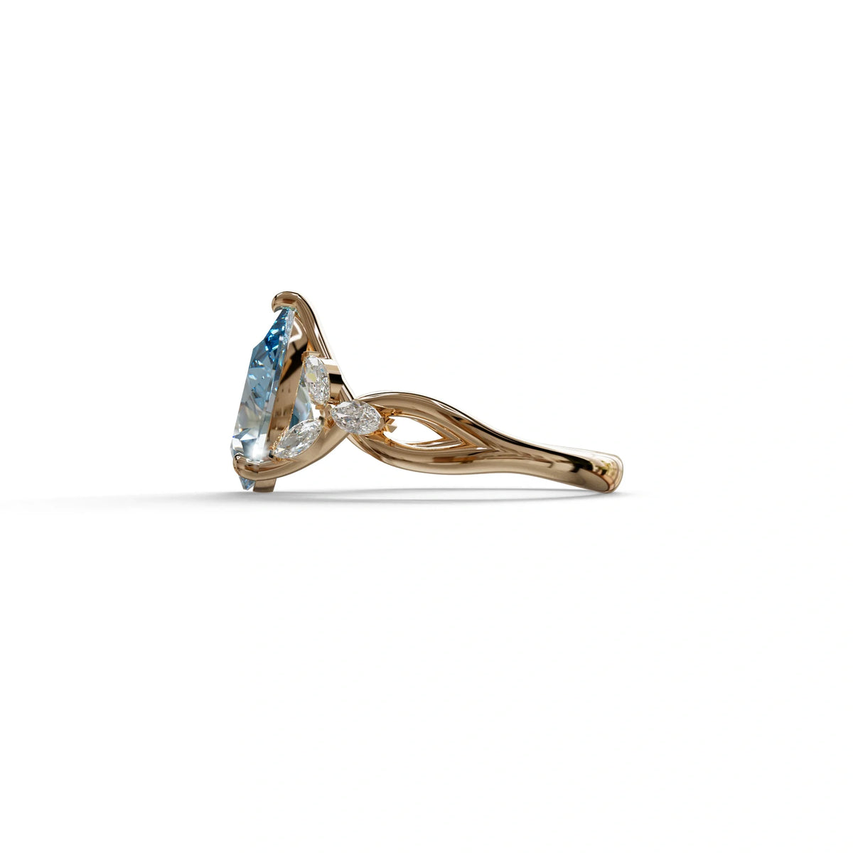 3 Carat Blue Pear Cut Cluster-Vintage Setting Lab Grown Diamond Ring - Celena