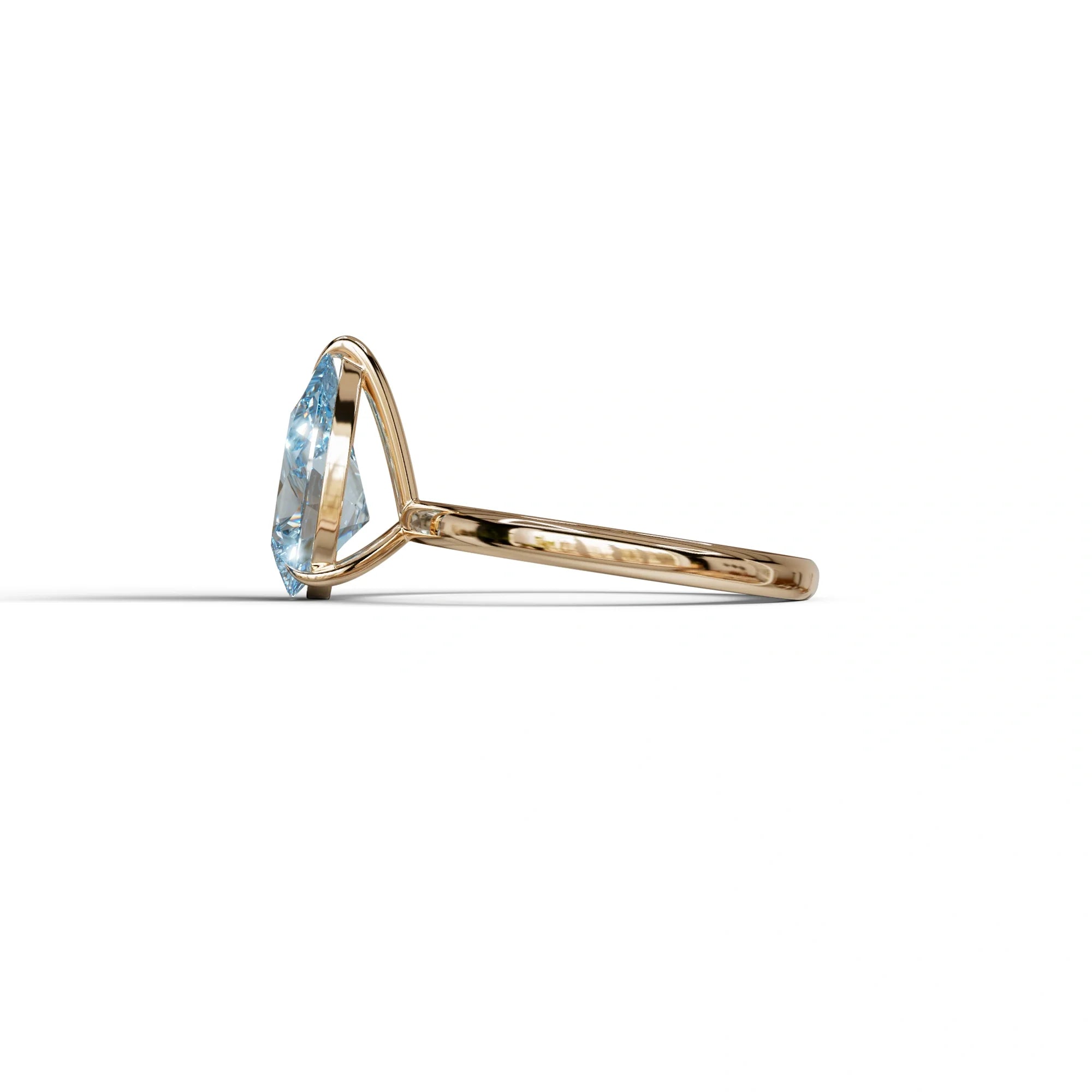 Fancy Blue Pear Cut Solitaire Lab Grown Diamond Engagement Ring - Maniola