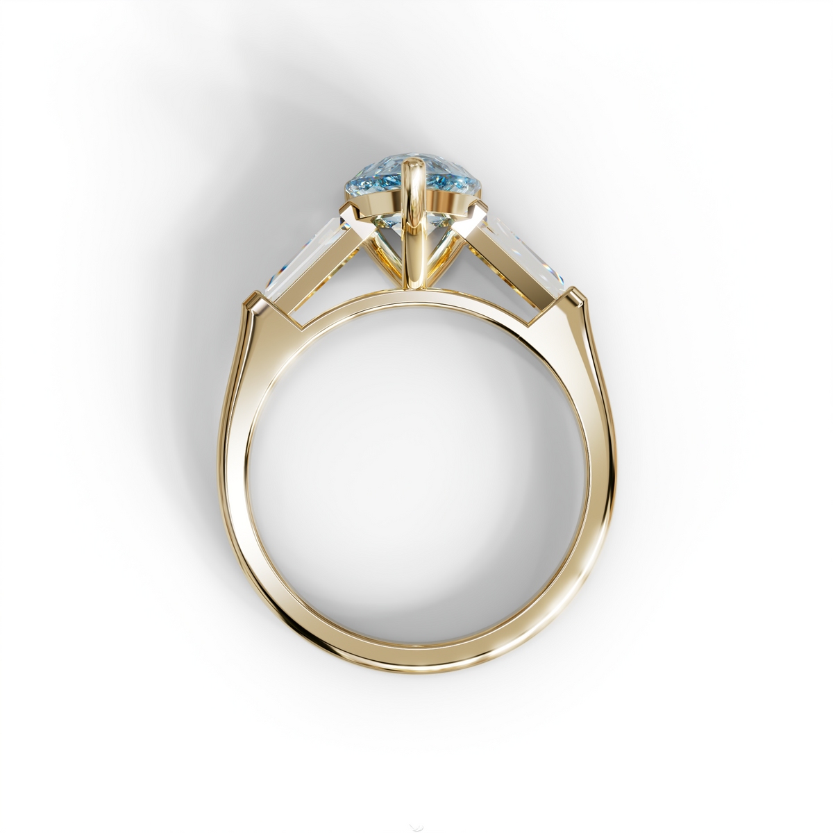 3 Carat Pear Cut Blue Lab Diamond Engagement Ring - Bella