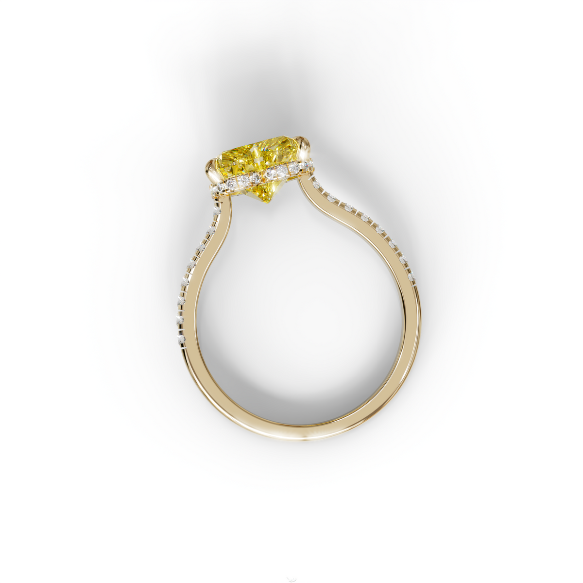 Yellow Heart Cut Lab Grown Diamond Engagement Ring – Pavé Band Setting