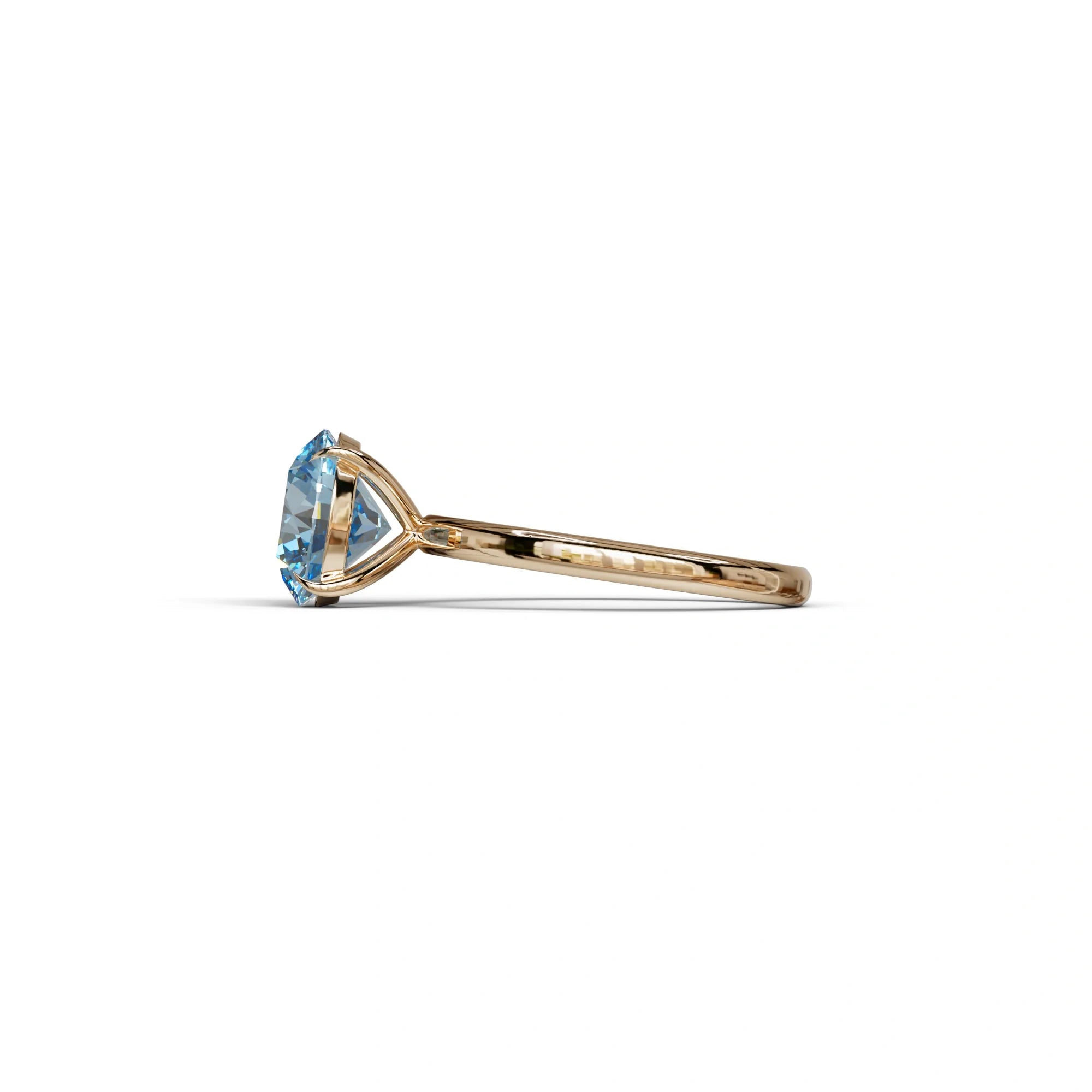 Blue Round Cut Solitaire Lab Diamond Engagement Ring - Italia