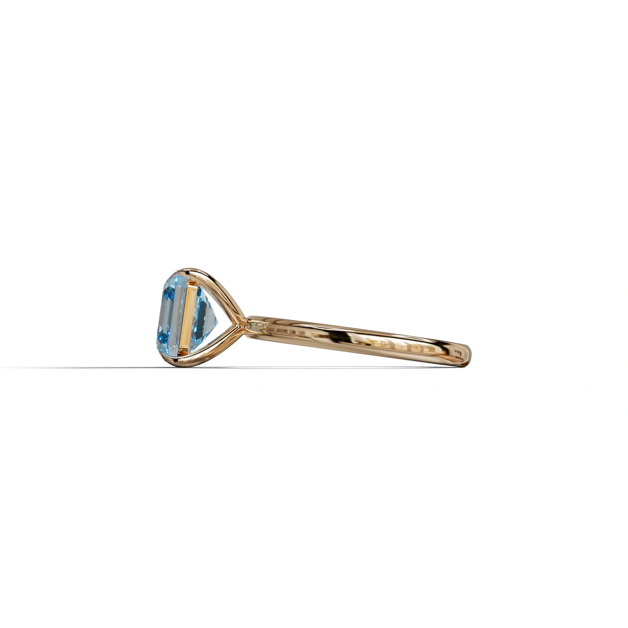 Fancy Blue Asscher Cut Solitaire Lab Grown Diamond Engagement Ring - Fabriciana