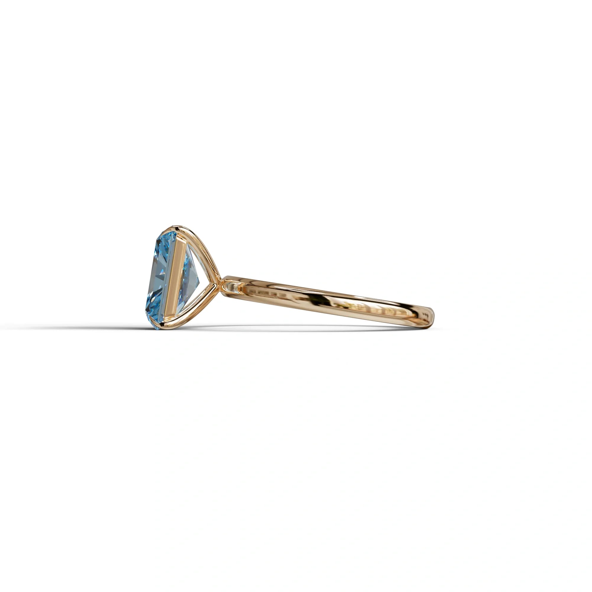 Fancy Blue Radiant Cut Solitaire Lab Grown Diamond Engagement Ring - Papilia