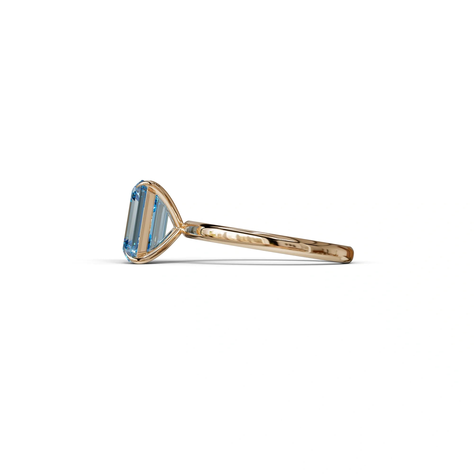 Fancy Blue Emerald Cut Solitaire Lab Grown Diamond Engagement Ring - Vanessa