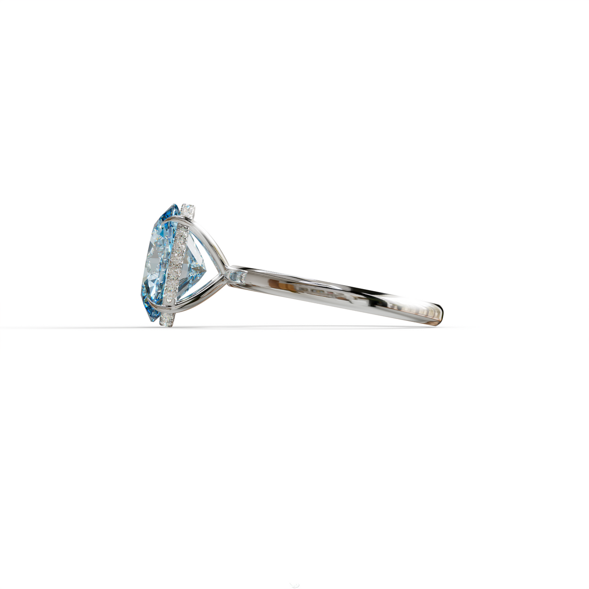2.5 Carat Blue Oval Cut Hidden Halo Lab Diamond Ring - Mi Amor