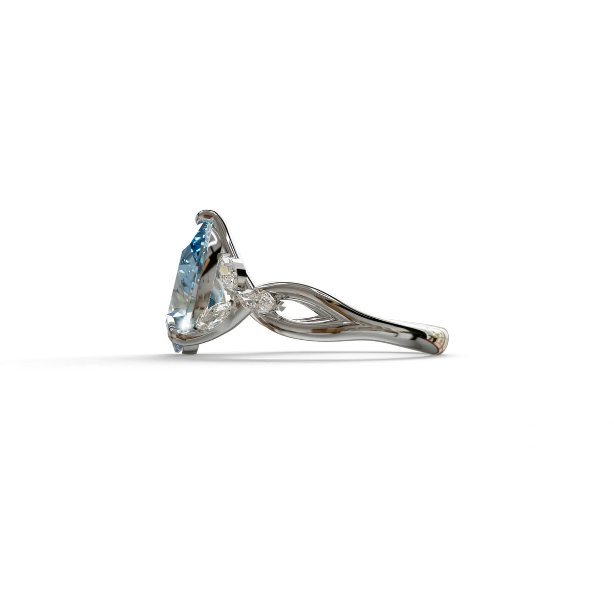 3 Carat Blue Pear Cut Cluster-Vintage Setting Lab Grown Diamond Ring - Celena
