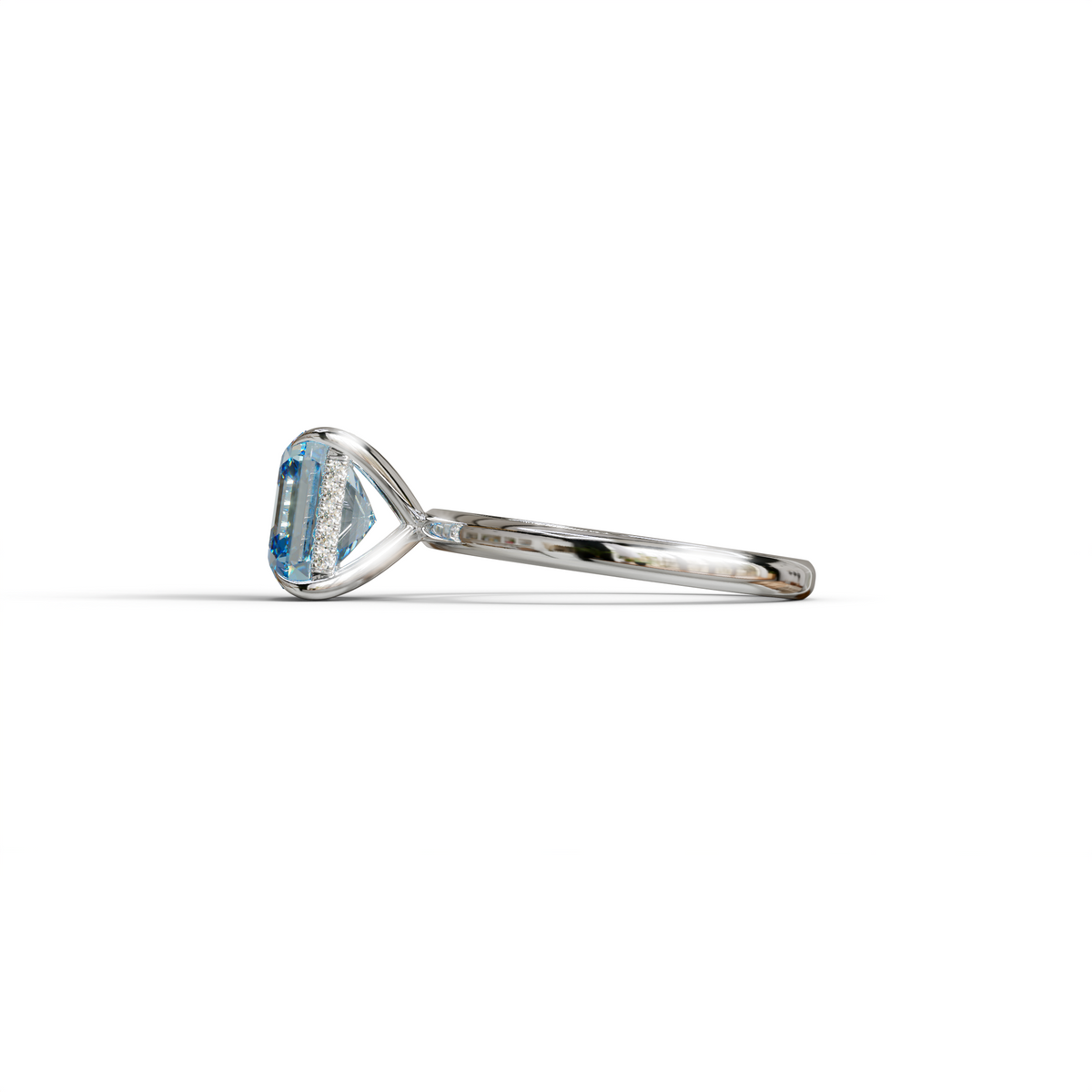 2.5 Carat Blue Asscher Cut Hidden Halo Setting Lab Grown Diamond Ring