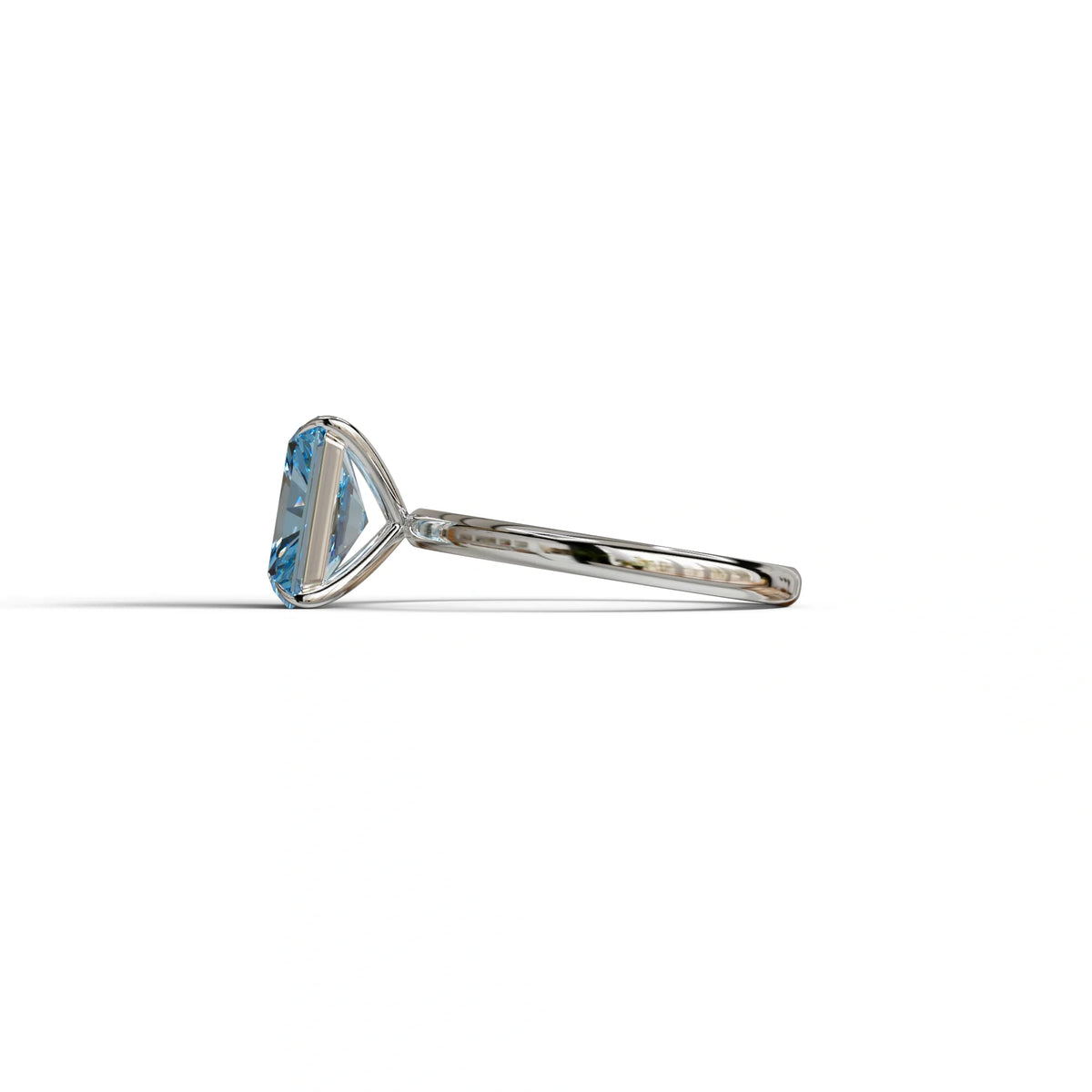 Fancy Blue Radiant Cut Solitaire Lab Grown Diamond Engagement Ring - Papilia