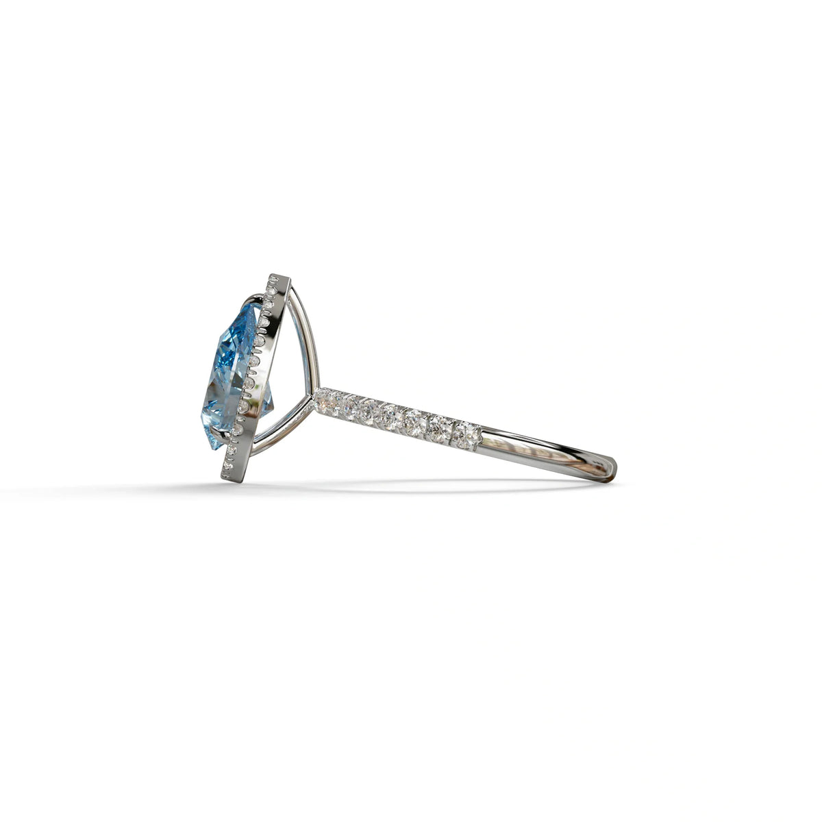 2 Carat Blue Pear Cut Halo & Pave Lab Diamond Ring - Glam Deck