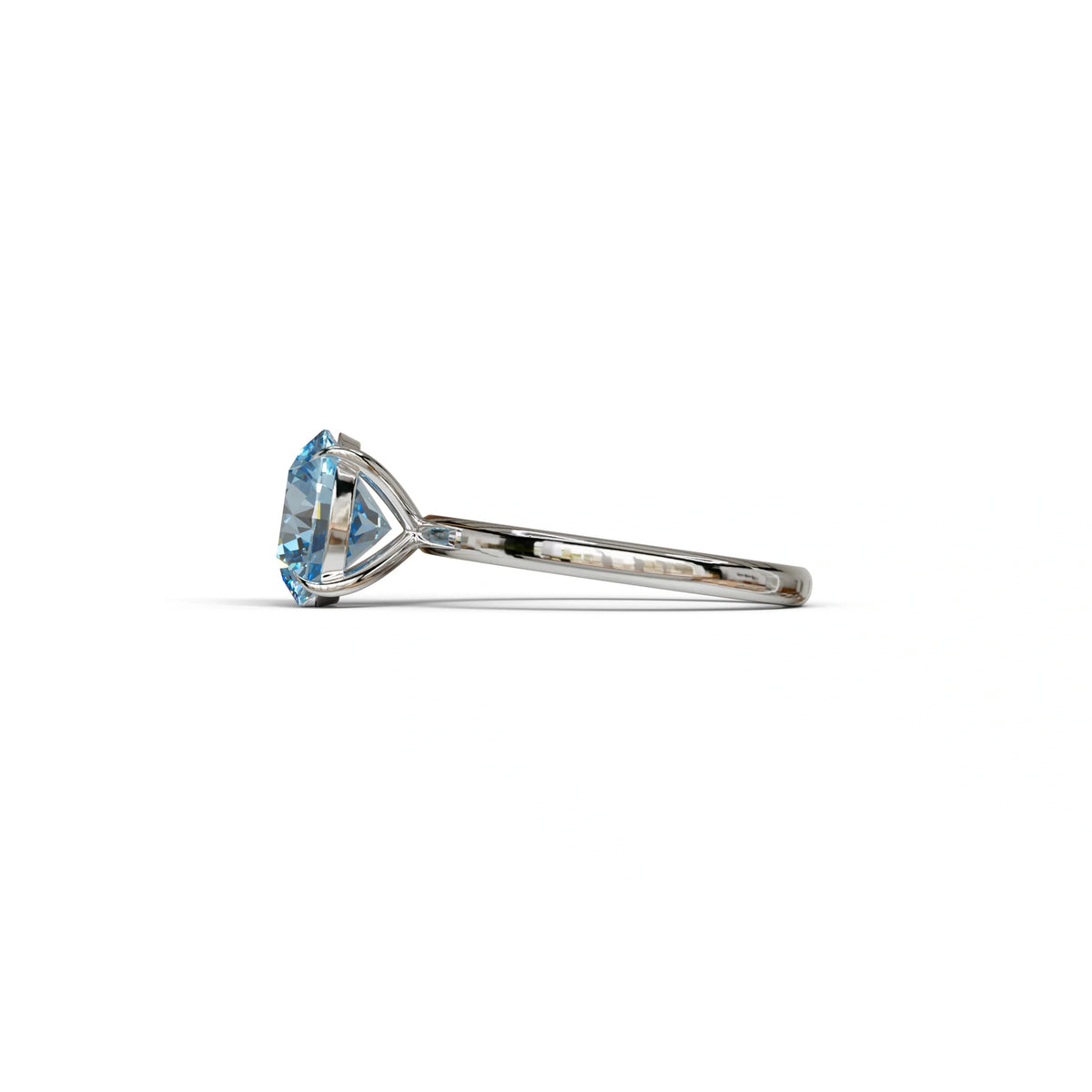 Blue Round Cut Solitaire Lab Diamond Engagement Ring - Italia
