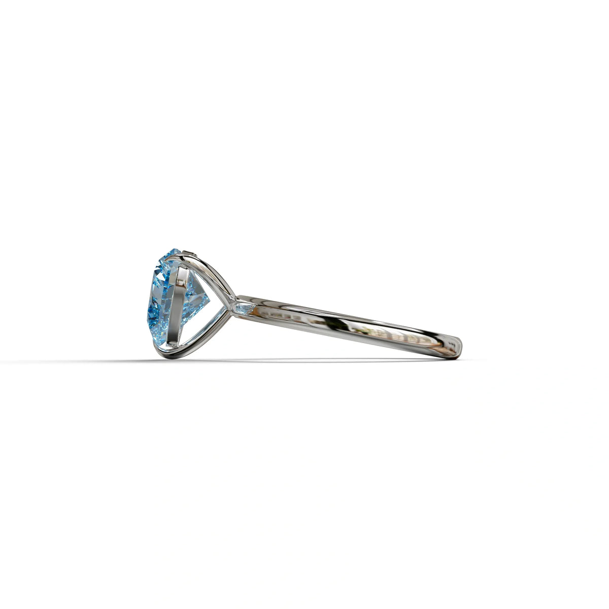 Fancy Blue Heart Cut Solitaire Lab Grown Diamond Engagement Ring - Mellow