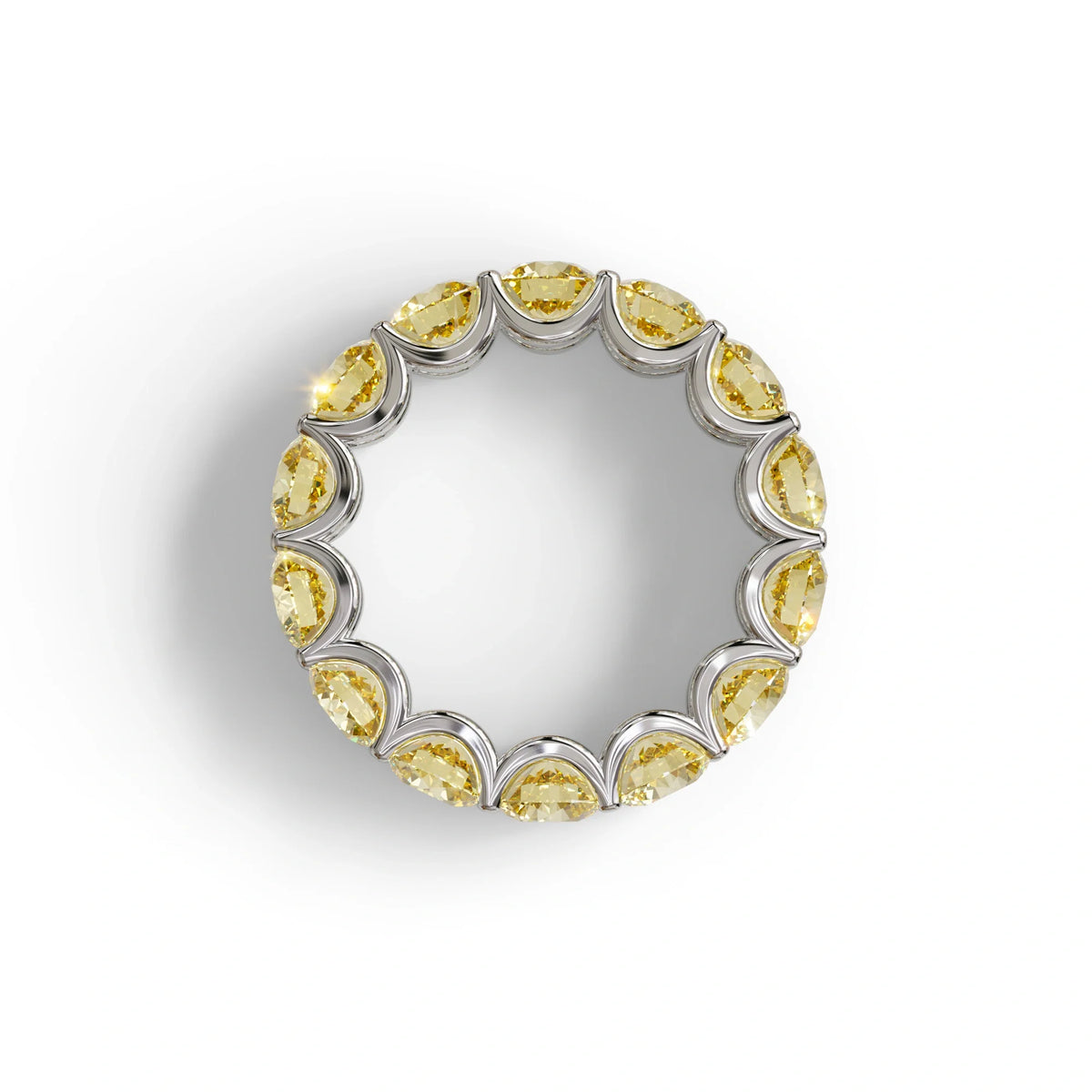 Yellow Round Brilliant Diamond Full Eternity Band in 18k Yellow Gold – Scalloped U-Prong Setting