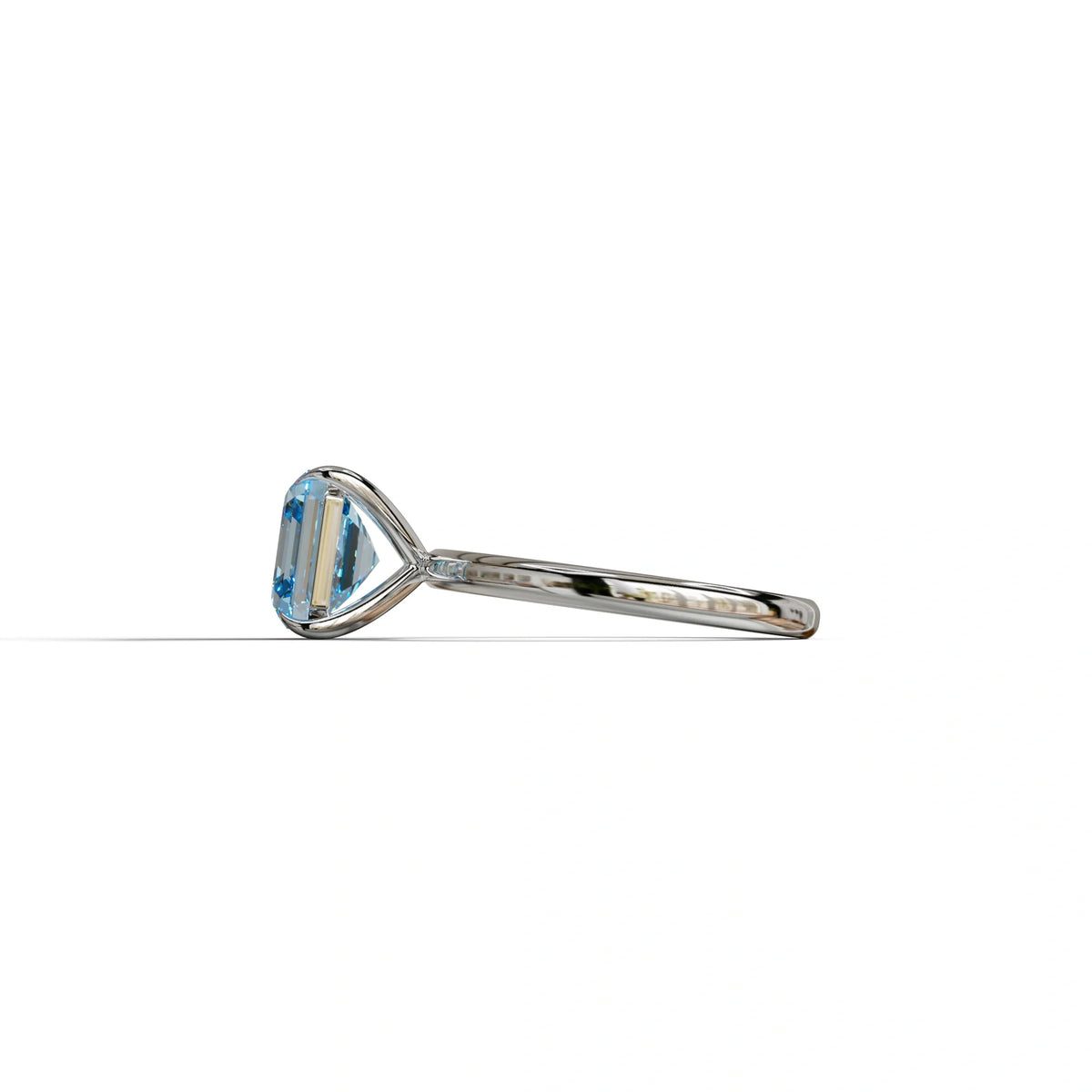 Fancy Blue Asscher Cut Solitaire Lab Grown Diamond Engagement Ring - Fabriciana
