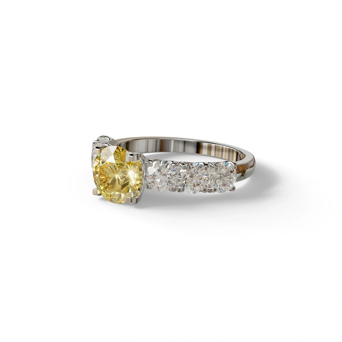 3 Carat Yellow Round Cut Half Eternity Lab Diamond Engagement Ring - Angeleno