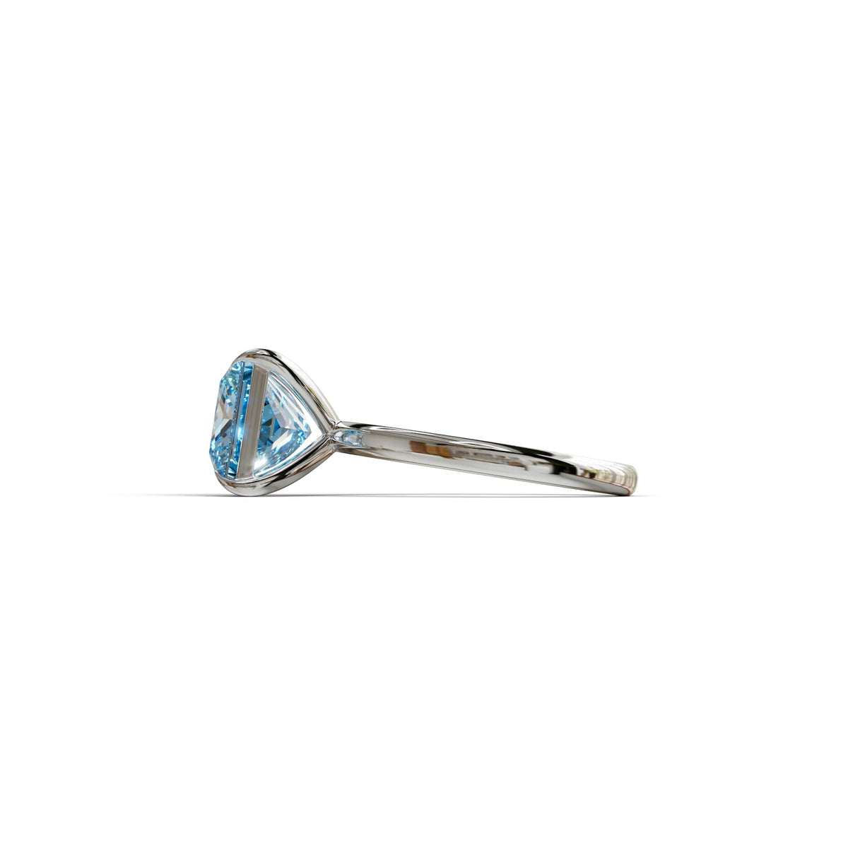 Fancy Blue Princess Cut Solitaire Lab Grown Diamond Engagement Ring - Speyeria