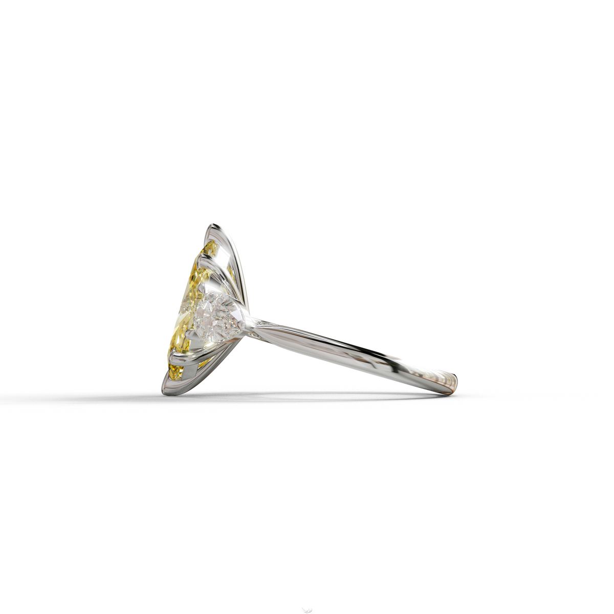 3 Carat Canary Yellow Marquise & Pear Cut Three Stone Lab Grown Diamond Engagement Ring
