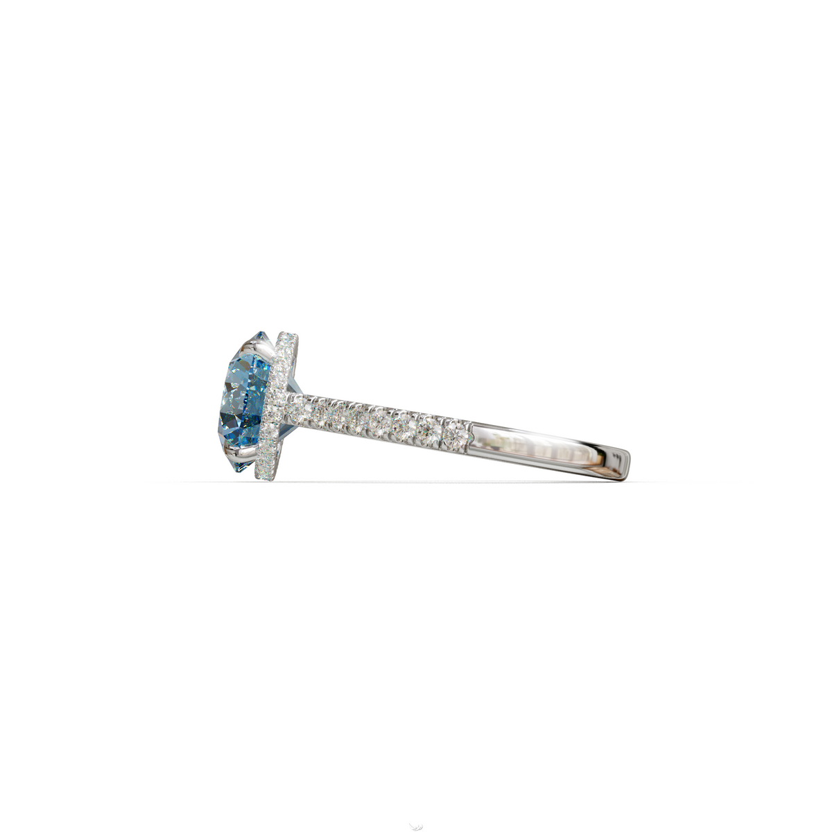 3 Carat Blue Round Cut Hidden Halo & Pave Setting Lab Diamond Ring _- Eblouissant
