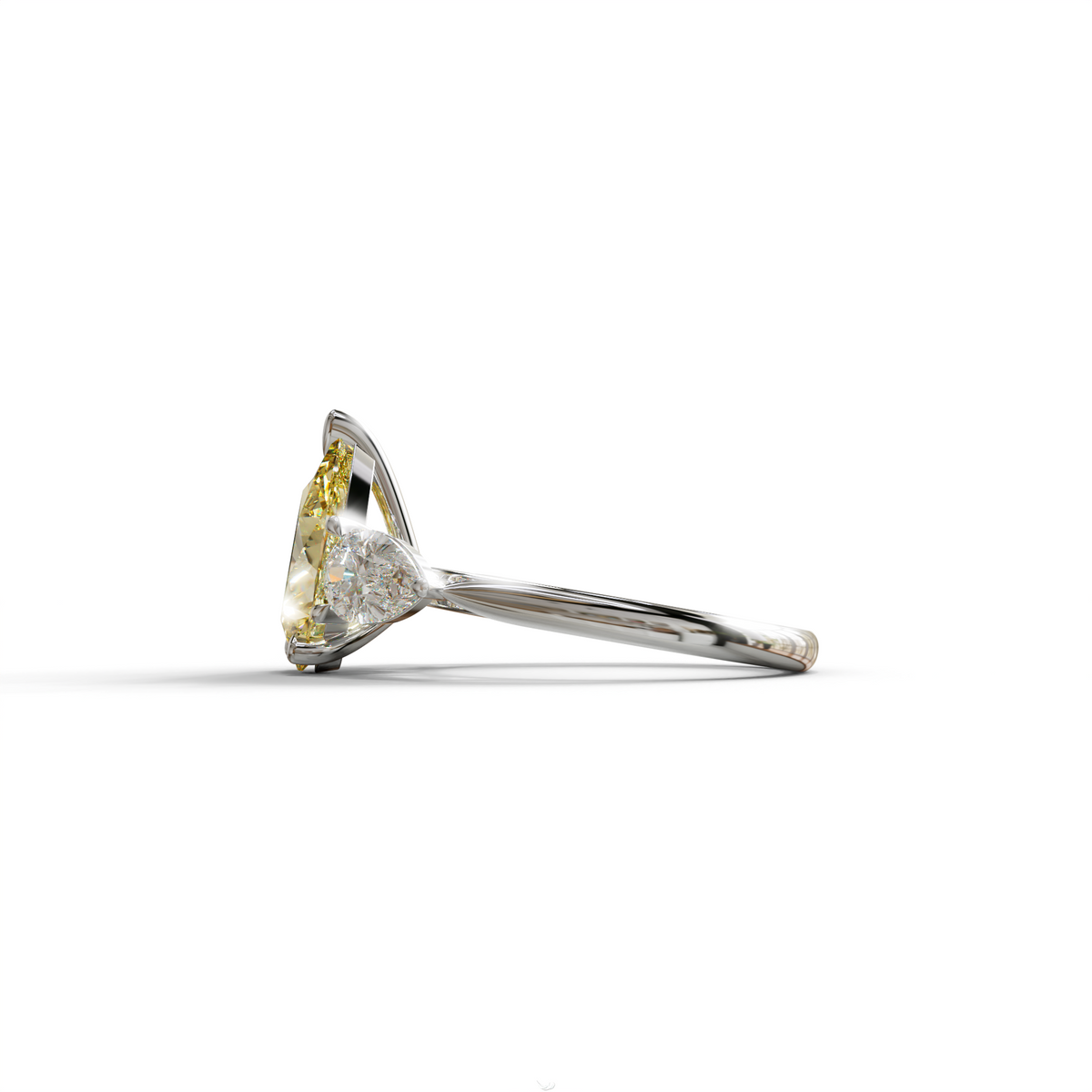 4 Carat Canary Yellow Pear Cut Three Stone Lab Grown Diamond Engagement Ring