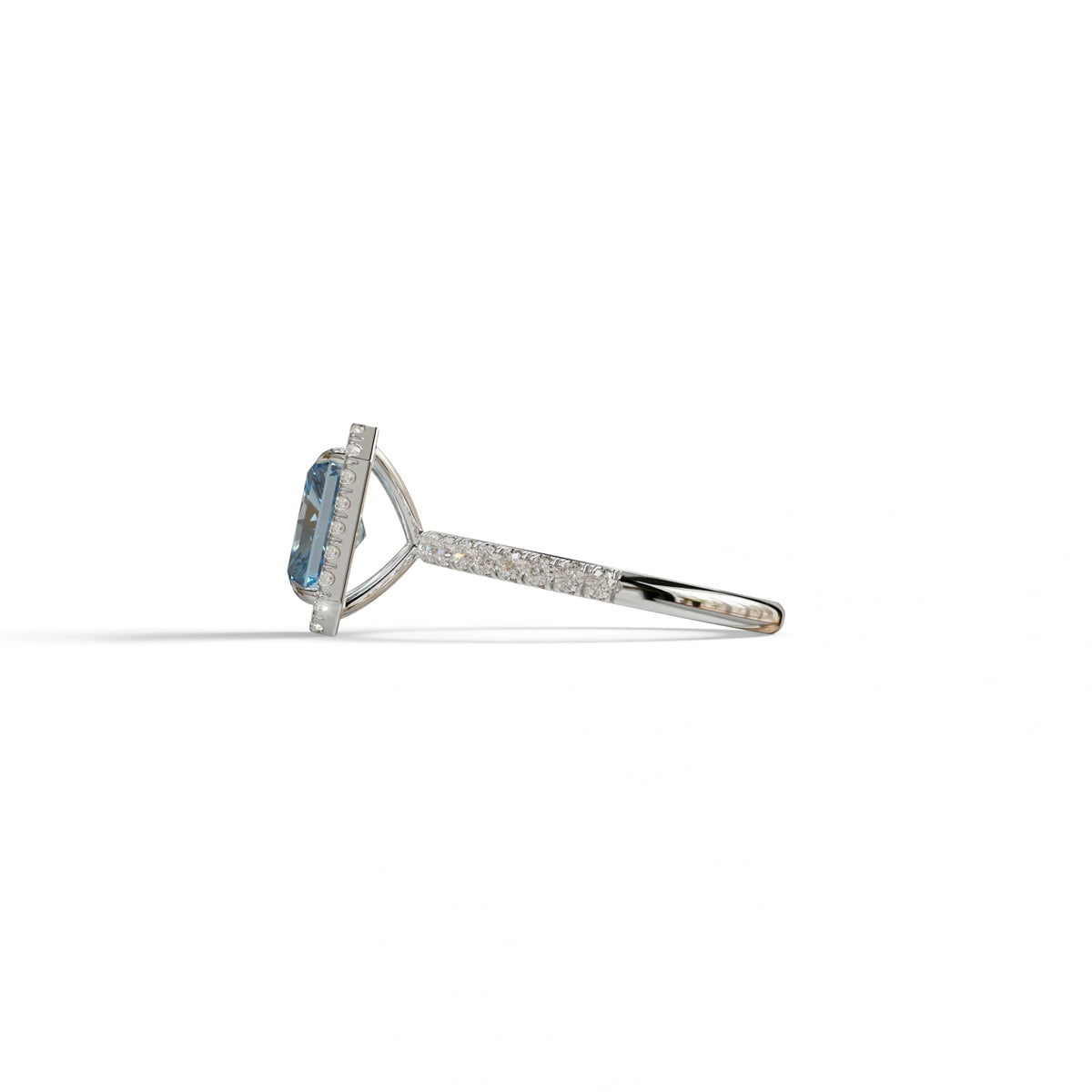 Blue Radiant Cut Halo & Pave Lab Grown Diamond Engagement Ring - Madison