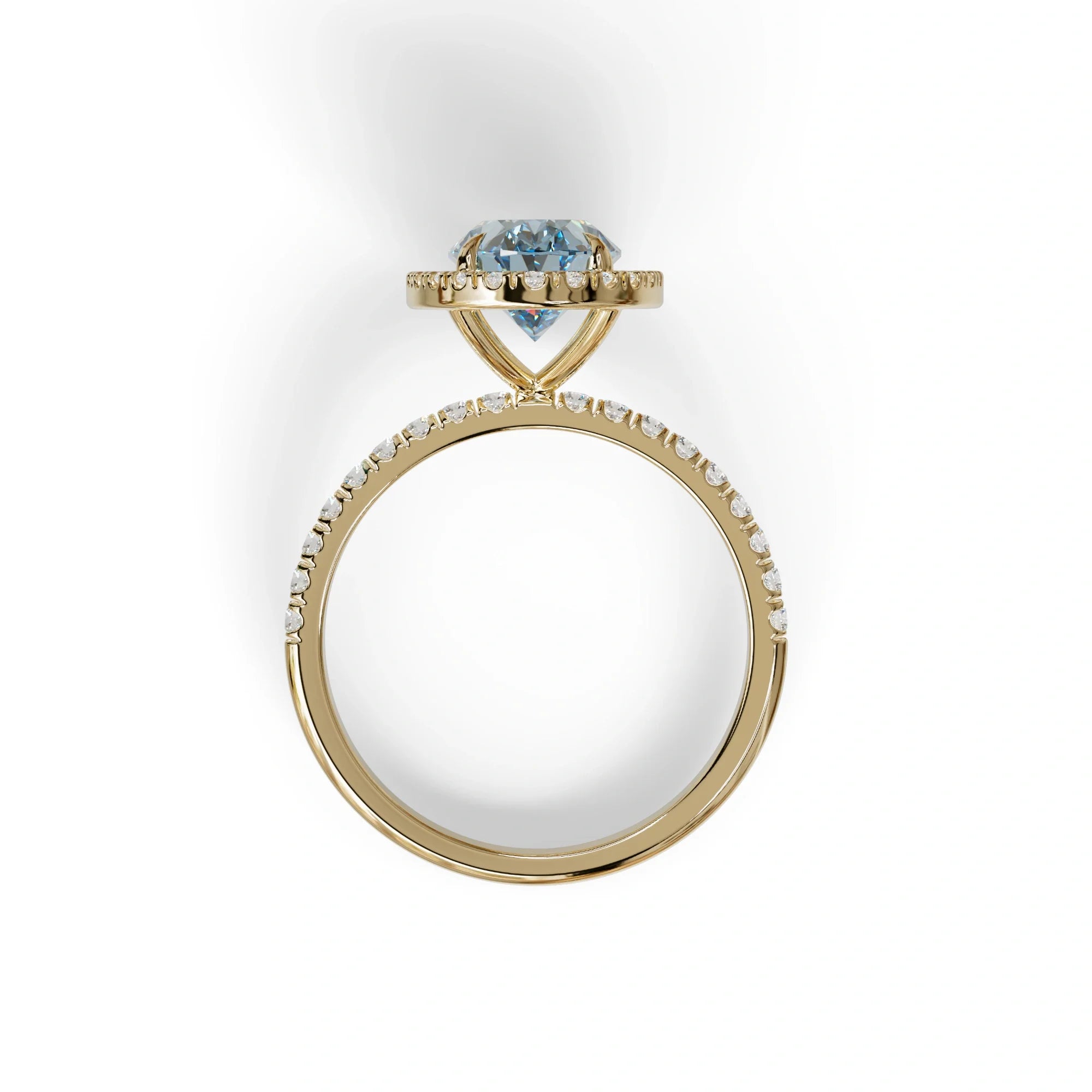 Blue Oval Cut Halo & Pave Lab Grown Diamond Engagement Ring - AnnaBella