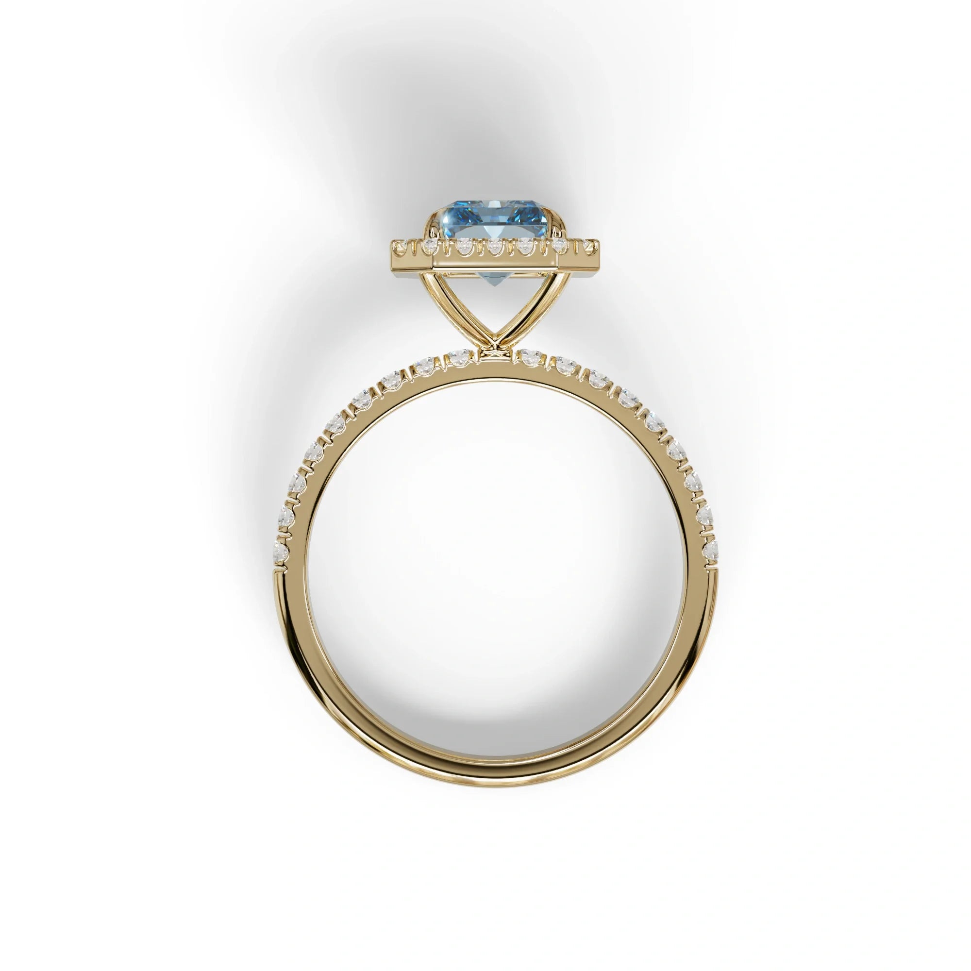 Blue Radiant Cut Halo & Pave Lab Grown Diamond Engagement Ring - Madison