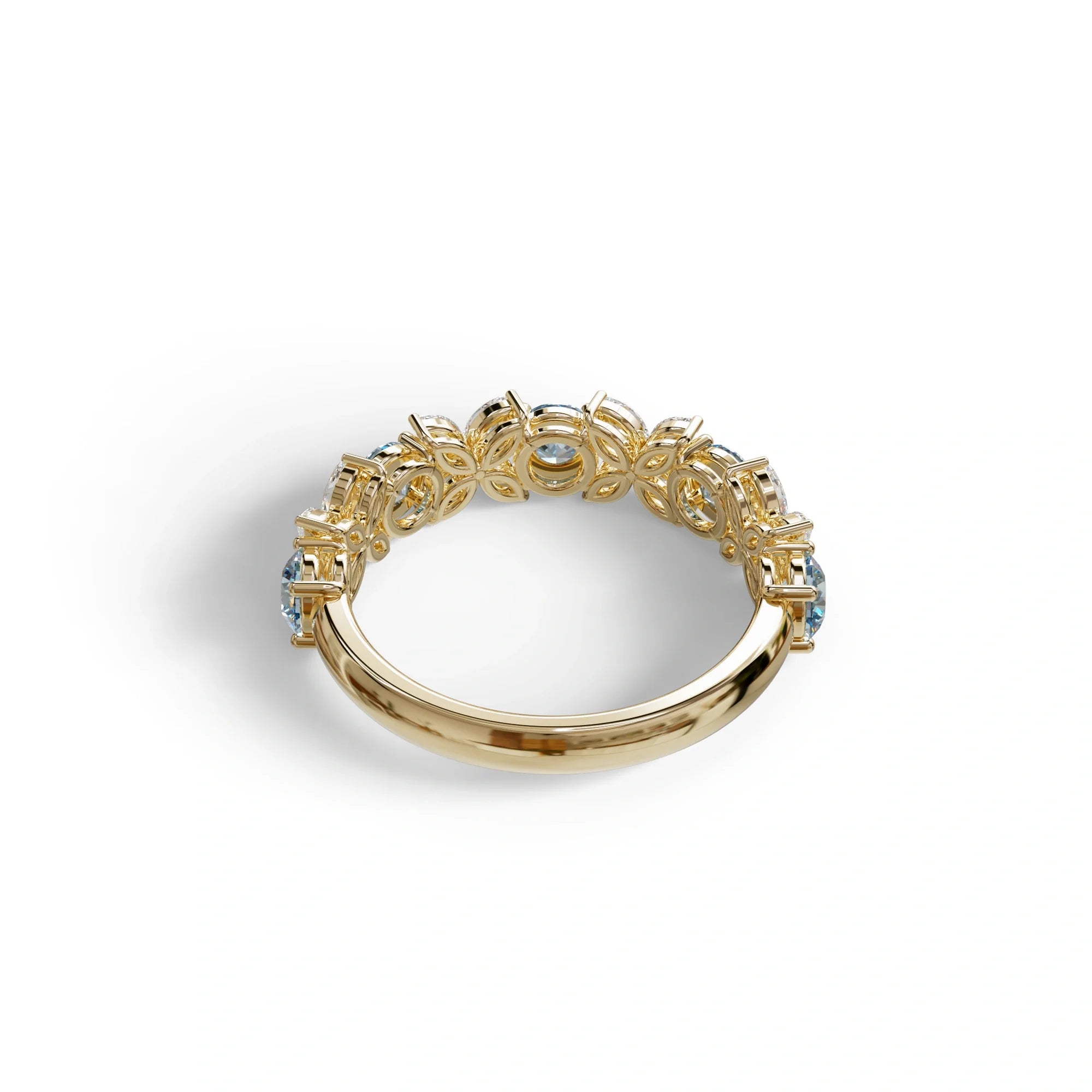Yellow Gold Marquise & Round Brilliant Diamond Flower Cluster Ring - 18k Gold