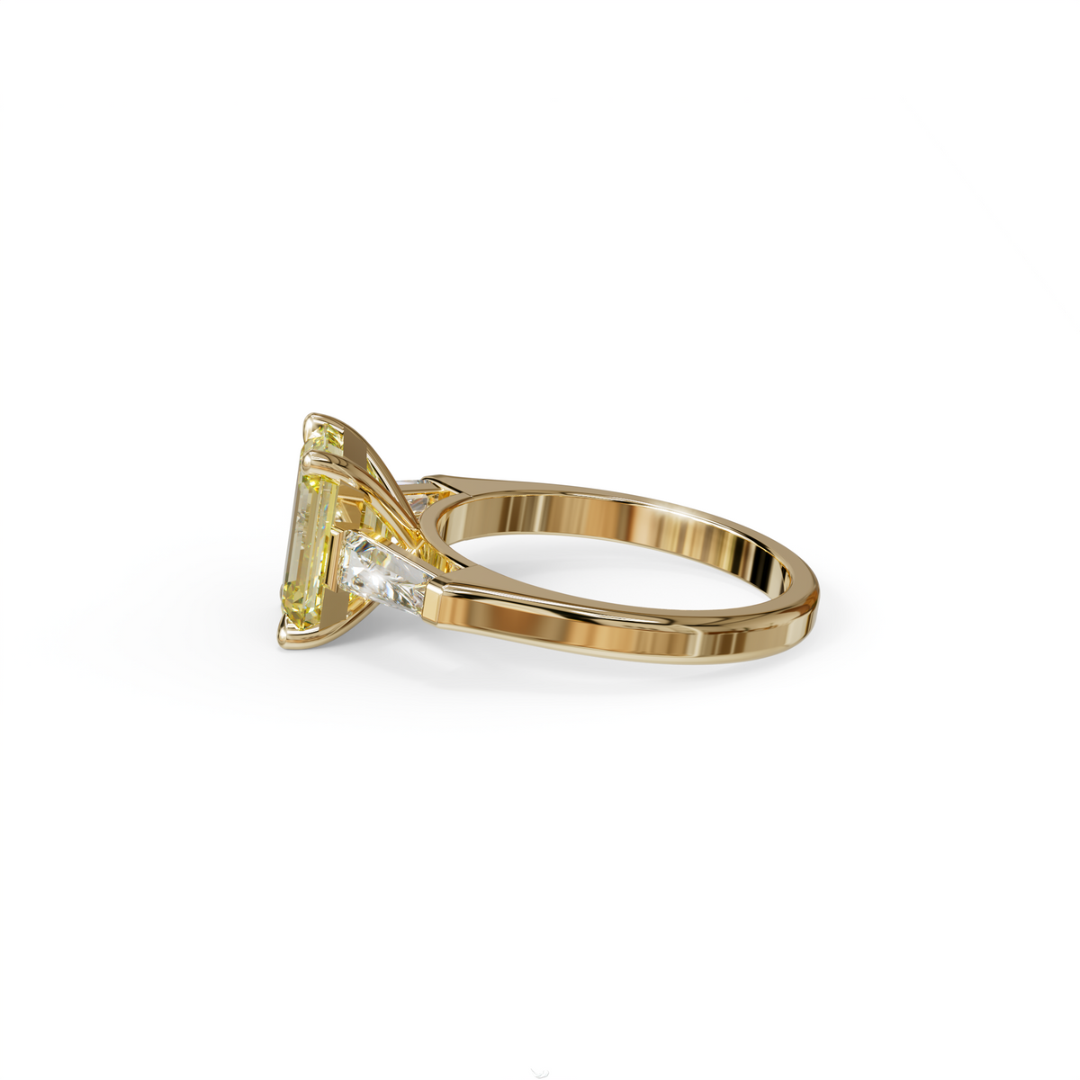 3 Carat Yellow Emerald & Tapered Baguette diamond ring