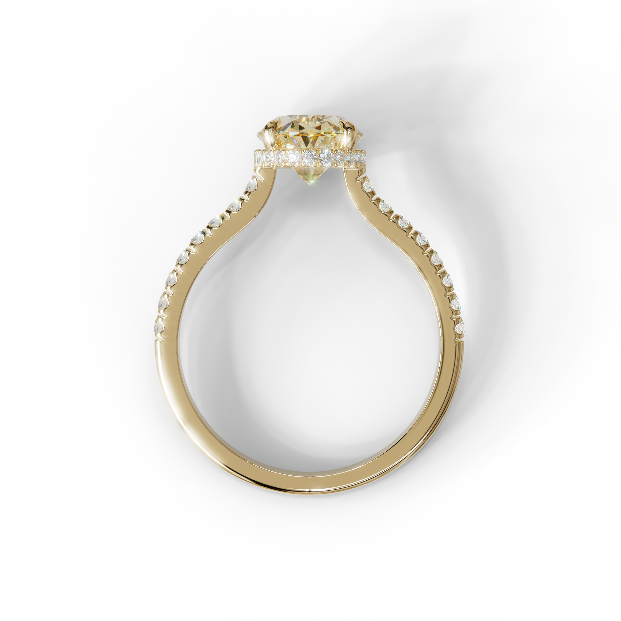 2.5 Carat Yellow Oval Hidden Halo & Pave Setting Lab Diamond Ring - Eblouissant