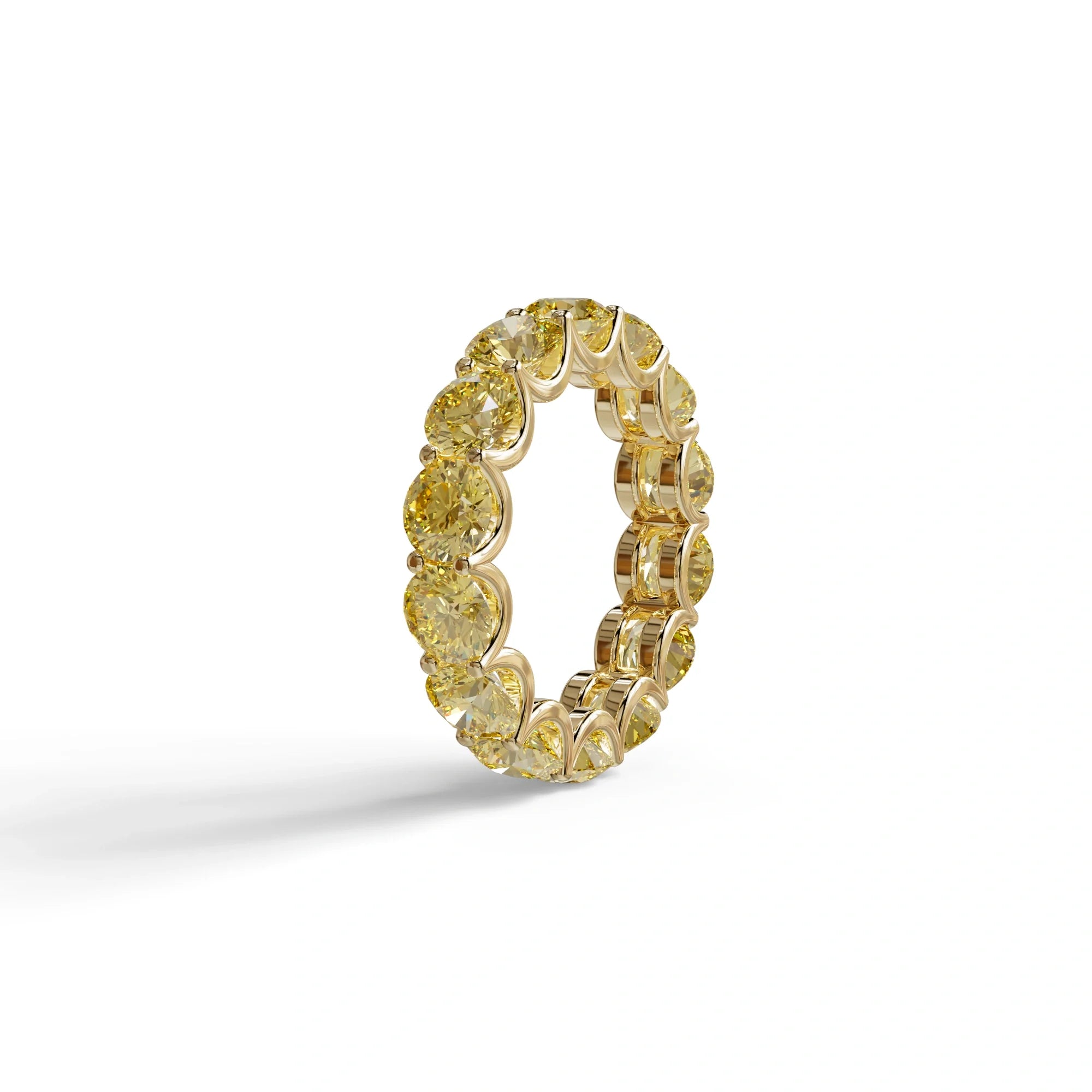 Yellow Round Brilliant Diamond Full Eternity Band in 18k Yellow Gold – Scalloped U-Prong Setting