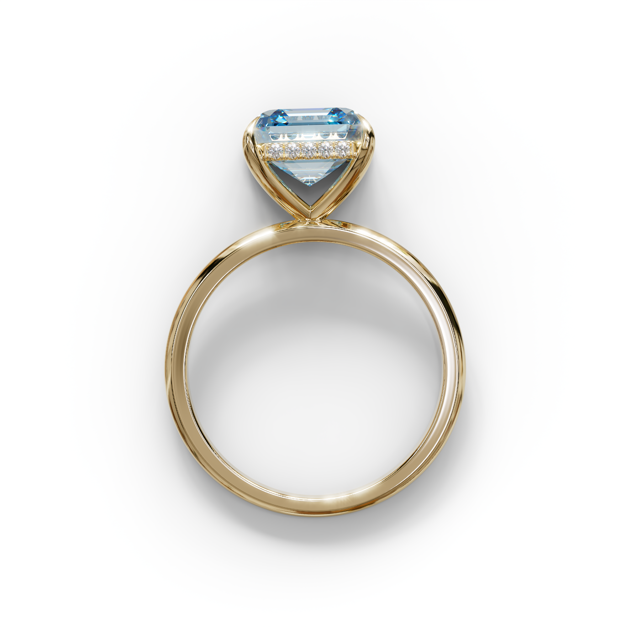 2.5 Carat Blue Asscher Cut Hidden Halo Setting Lab Grown Diamond Ring