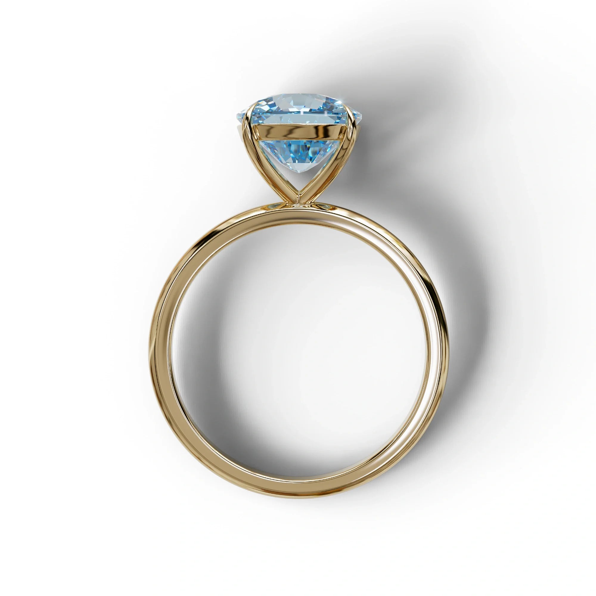 Fancy Blue Cushion Cut Solitaire Lab Grown Diamond Engagement Ring Mesmera
