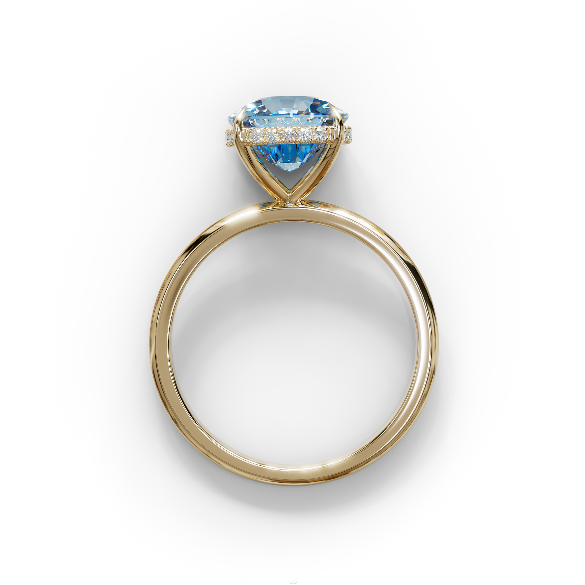 3 Carat Blue Cushion Lab Diamond Hidden Halo Ring