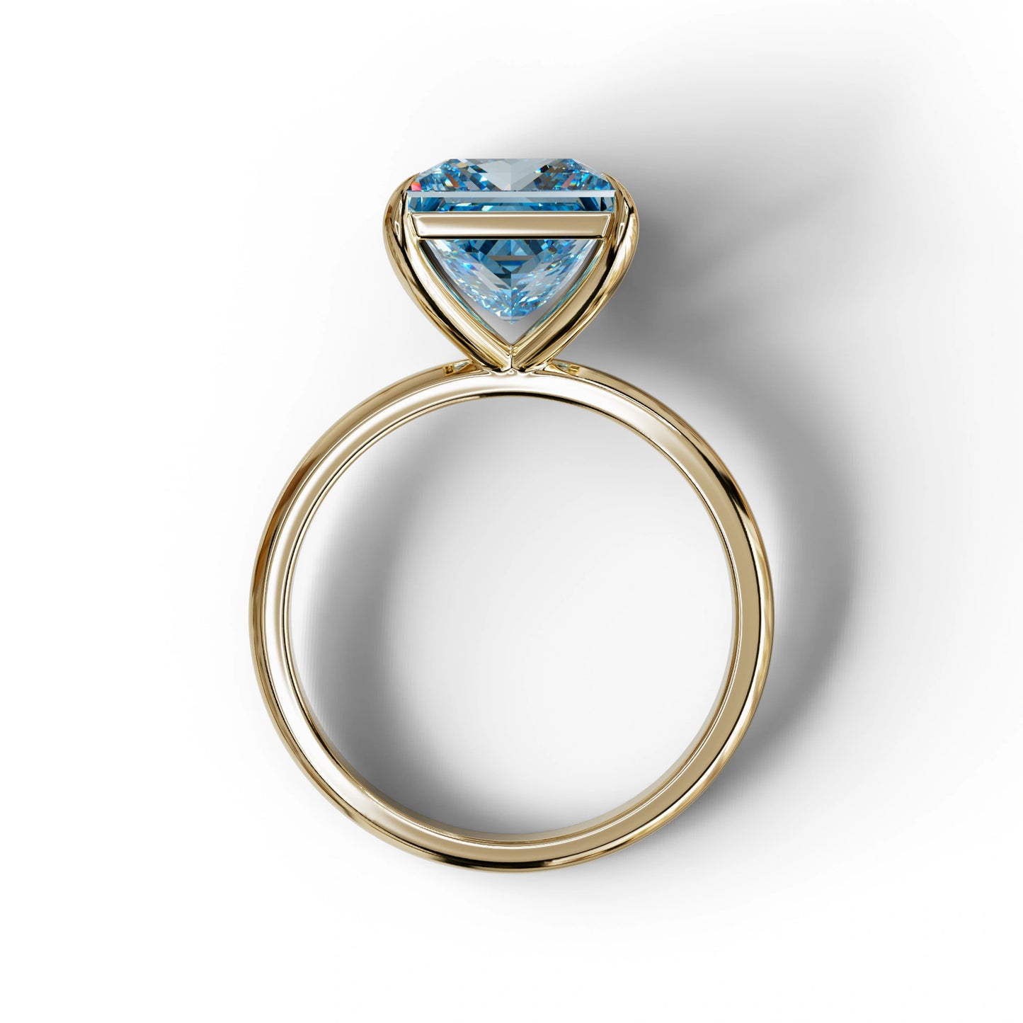 Fancy Blue Princess Cut Solitaire Lab Grown Diamond Engagement Ring - Speyeria