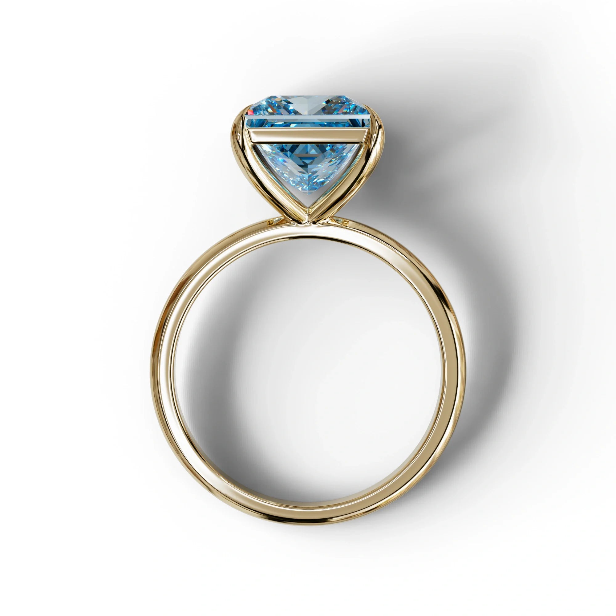 Fancy Blue Princess Cut Solitaire Lab Grown Diamond Engagement Ring - Speyeria