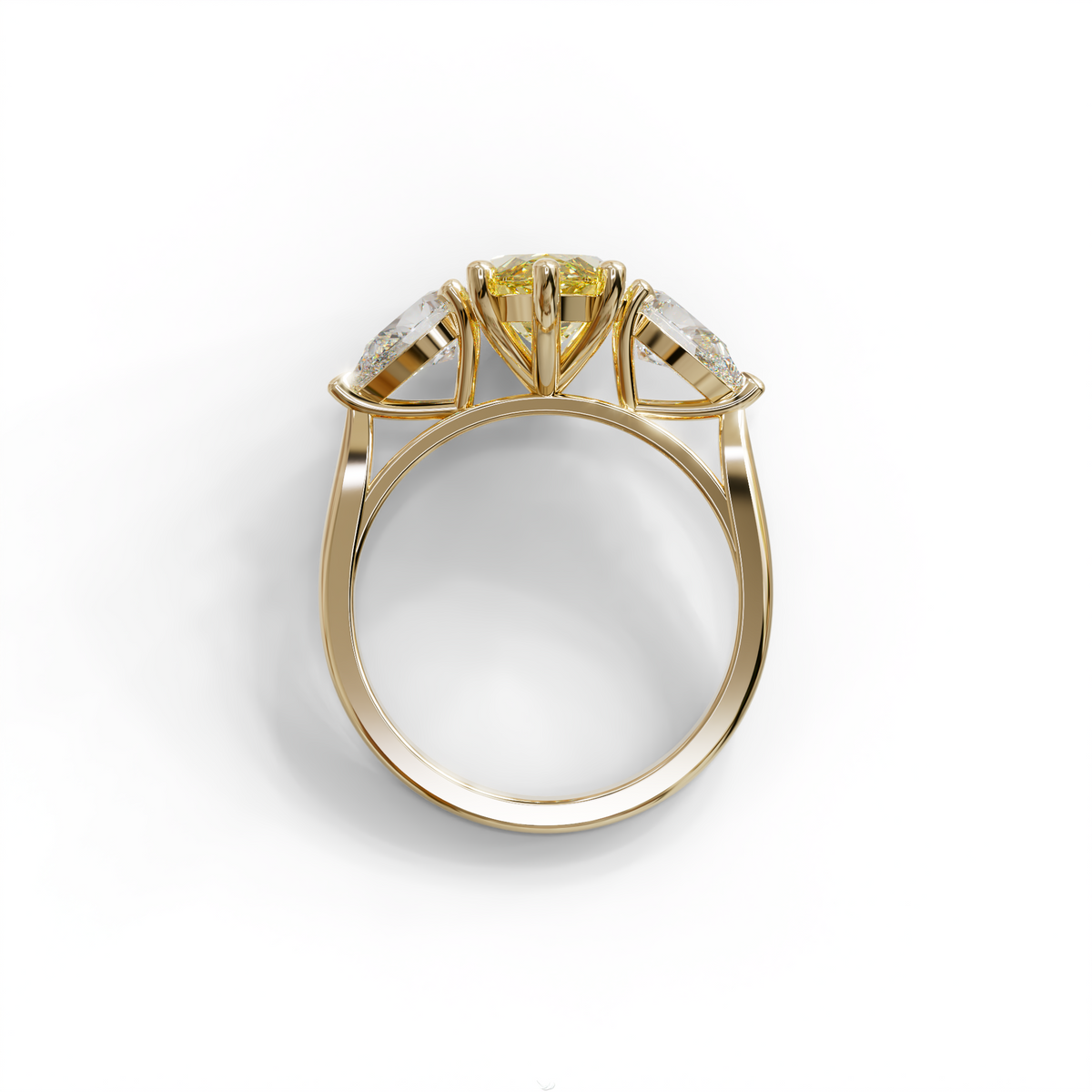 3 Carat Canary Yellow Marquise & Pear Cut Three Stone Lab Grown Diamond Engagement Ring